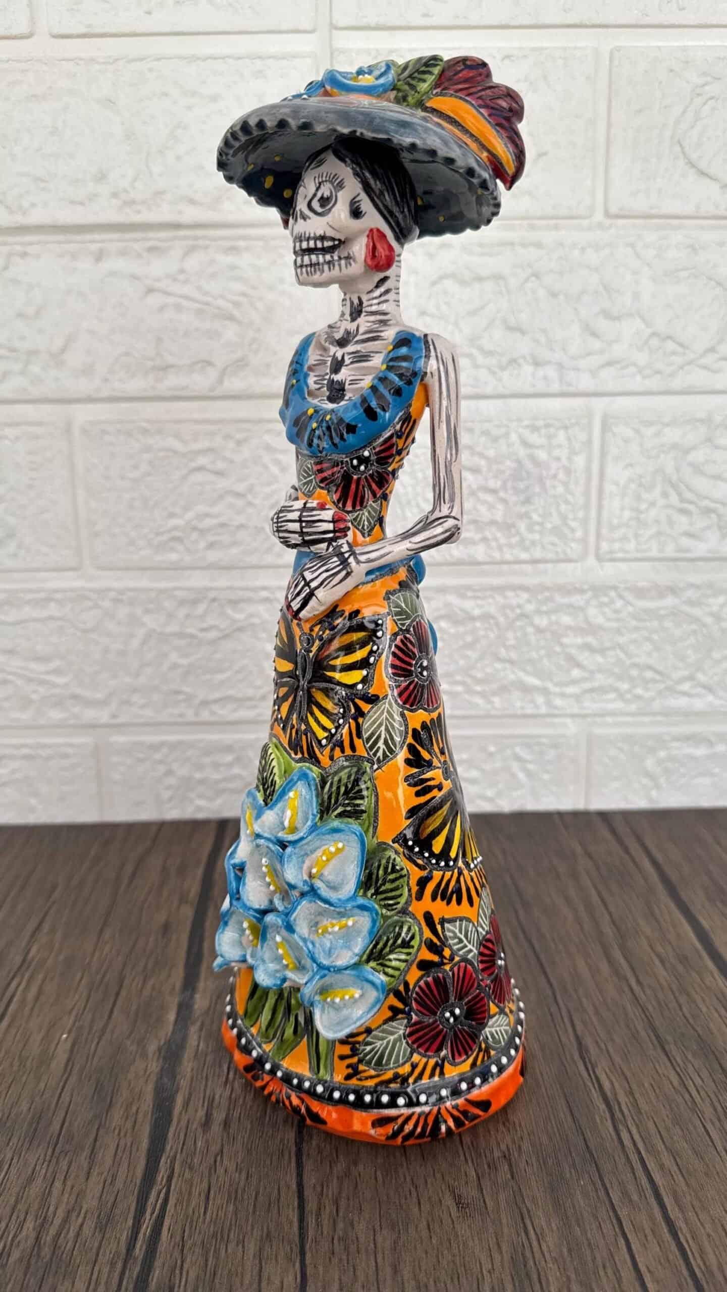 Catrina Handmade Talavera Day of the Dead  Colorful Ceramic Folk Art from Puebla, Mexico Día de los Muertos Skeleton Figurine Wedding Gift - Image 3