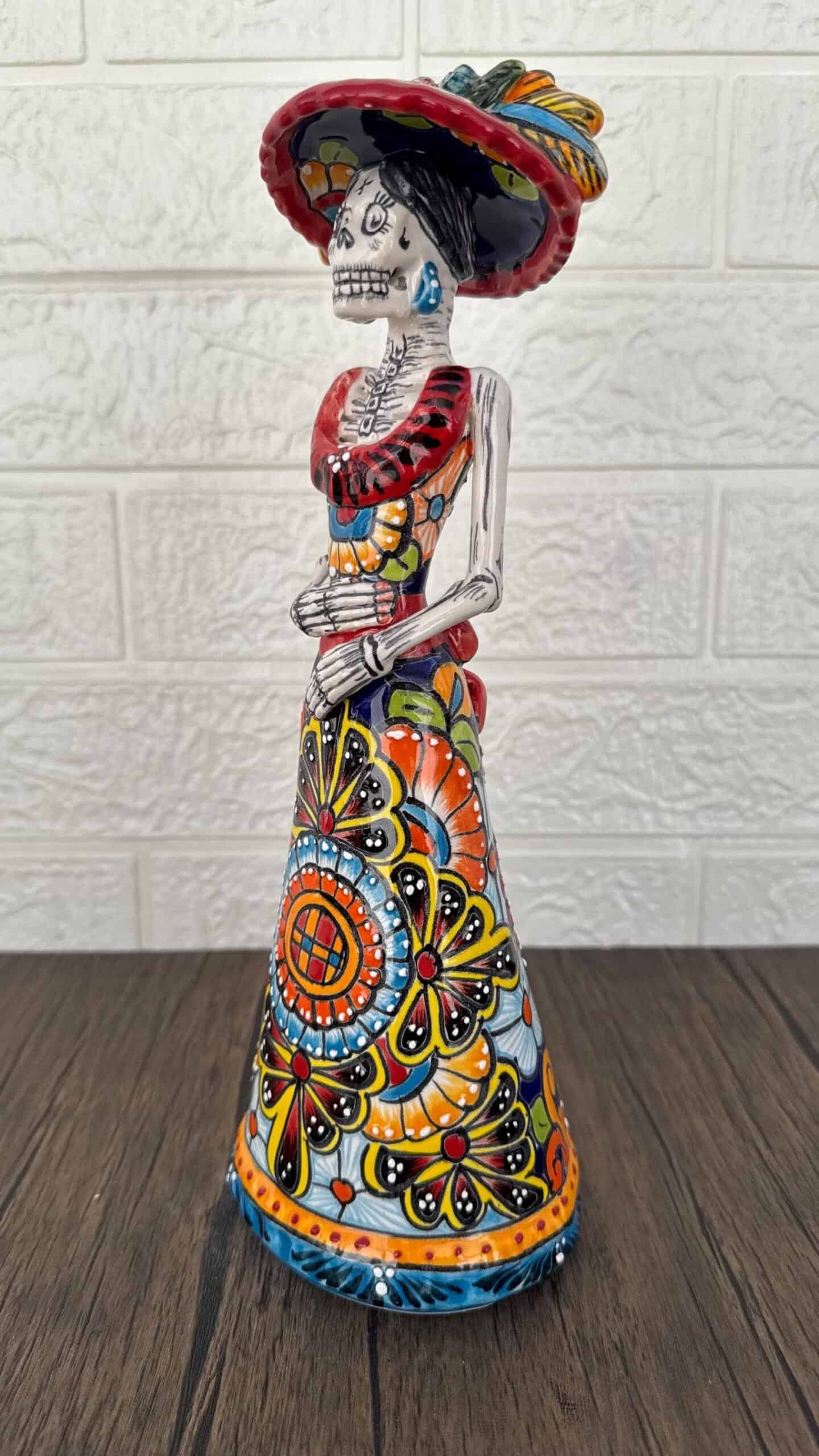 Catrina Handmade Talavera Day of the Dead  Colorful Ceramic Folk Art from Puebla, Mexico Día de los Muertos Skeleton Figurine Wedding Gift - Image 3