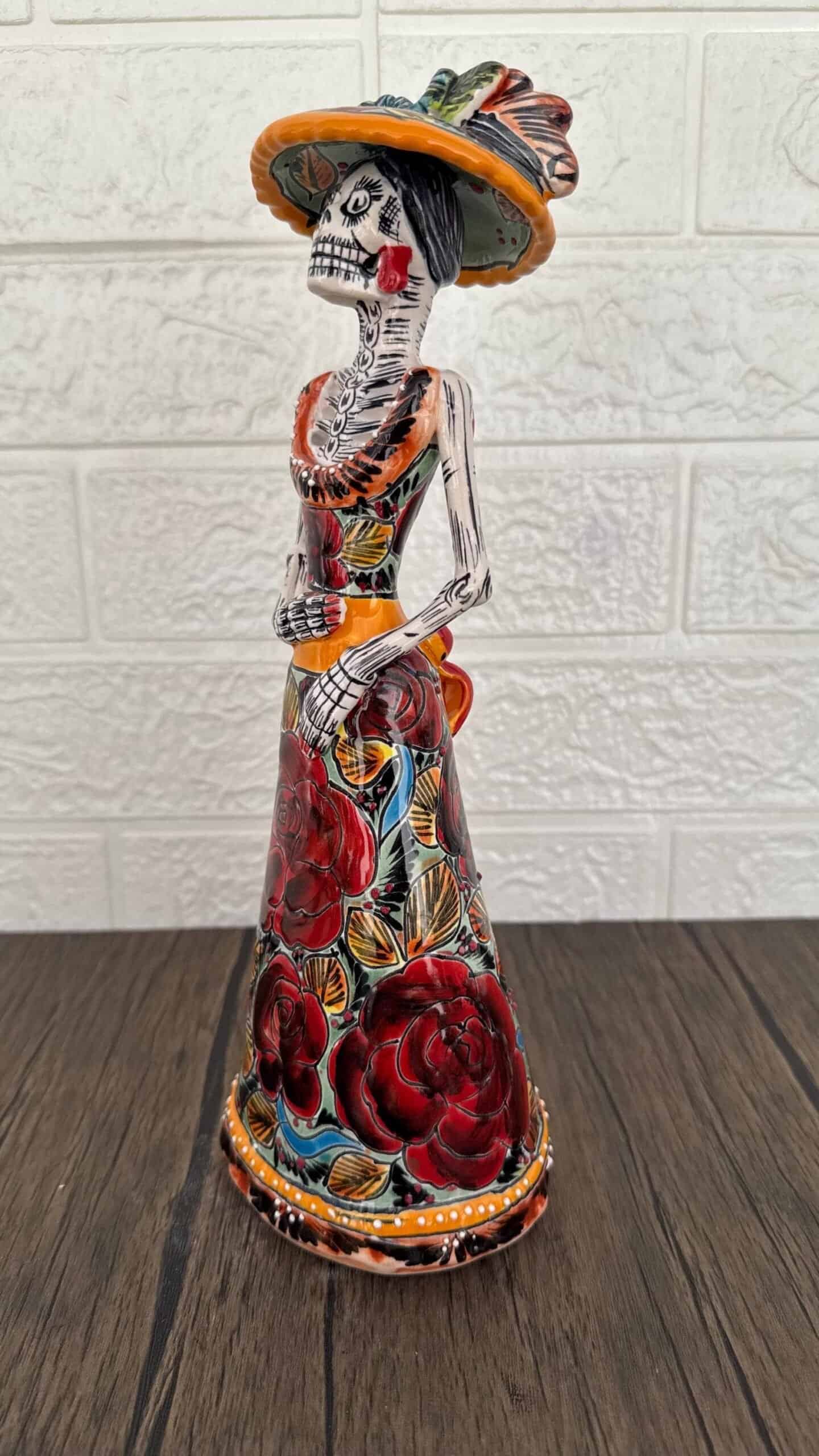 Catrina Handmade Talavera Day of the Dead  Colorful Ceramic Folk Art from Puebla, Mexico Día de los Muertos Skeleton Figurine Wedding Gift - Image 3