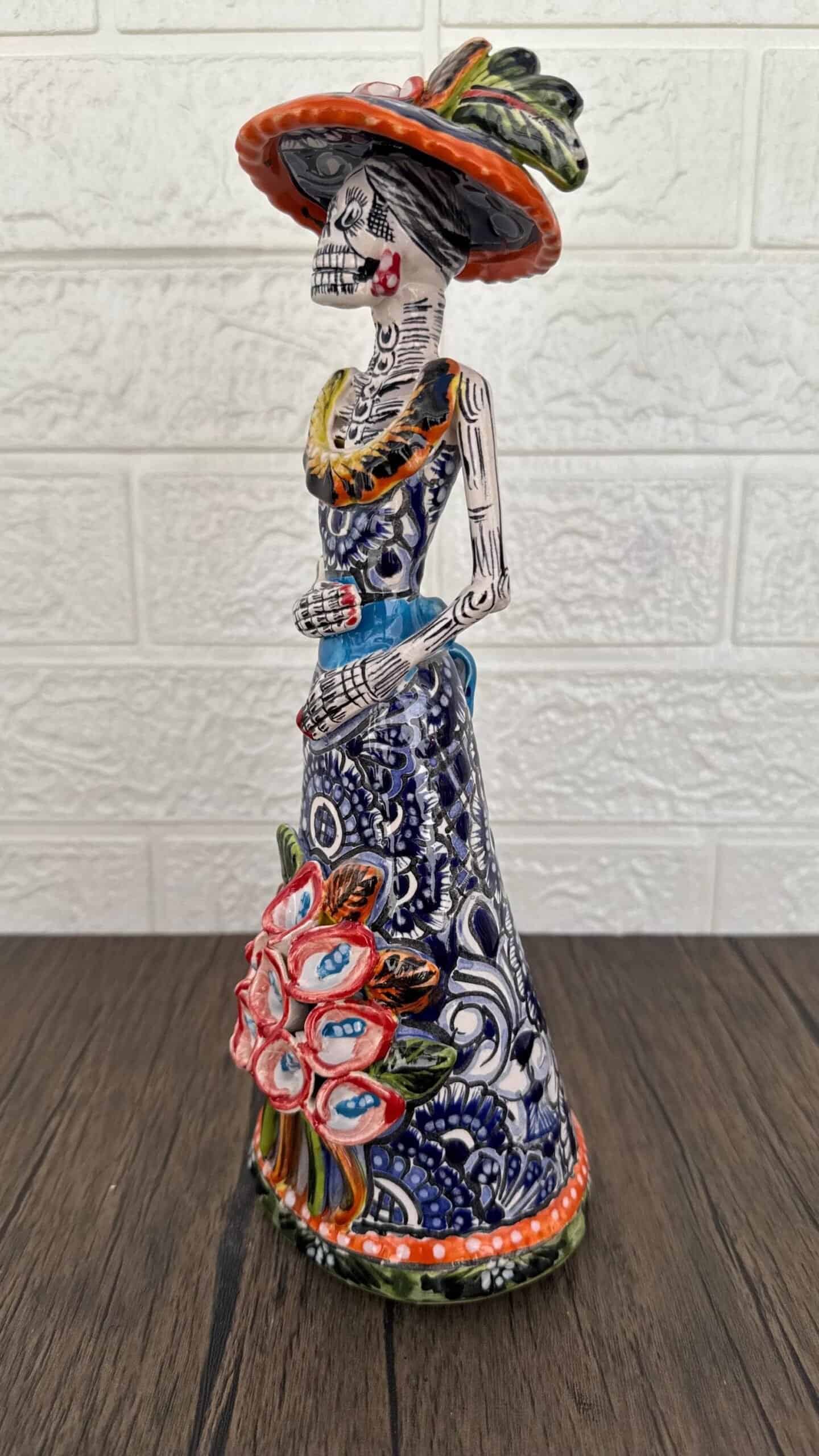 Catrina Handmade Talavera Day of the Dead  Colorful Ceramic Folk Art from Puebla, Mexico Día de los Muertos Skeleton Figurine Wedding Gift - Image 3