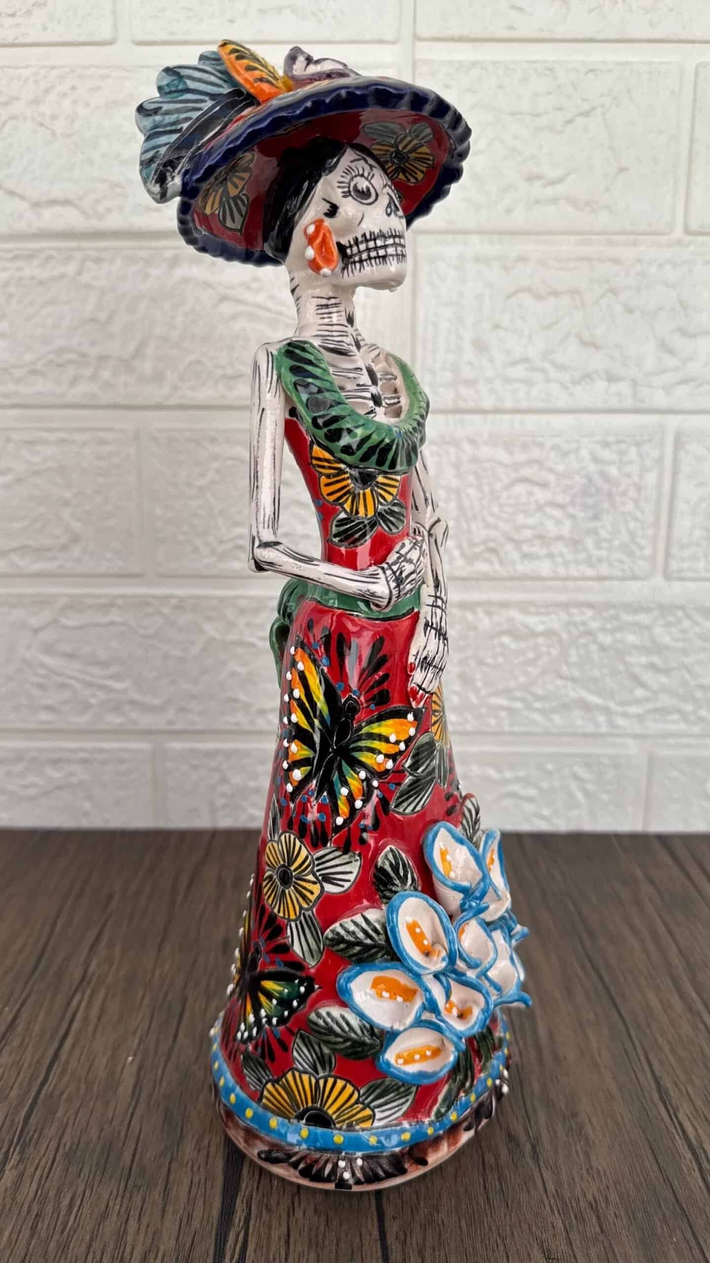 Catrina Handmade Talavera Day of the Dead  Colorful Ceramic Folk Art from Puebla, Mexico Día de los Muertos Skeleton Figurine Wedding Gift - Image 3