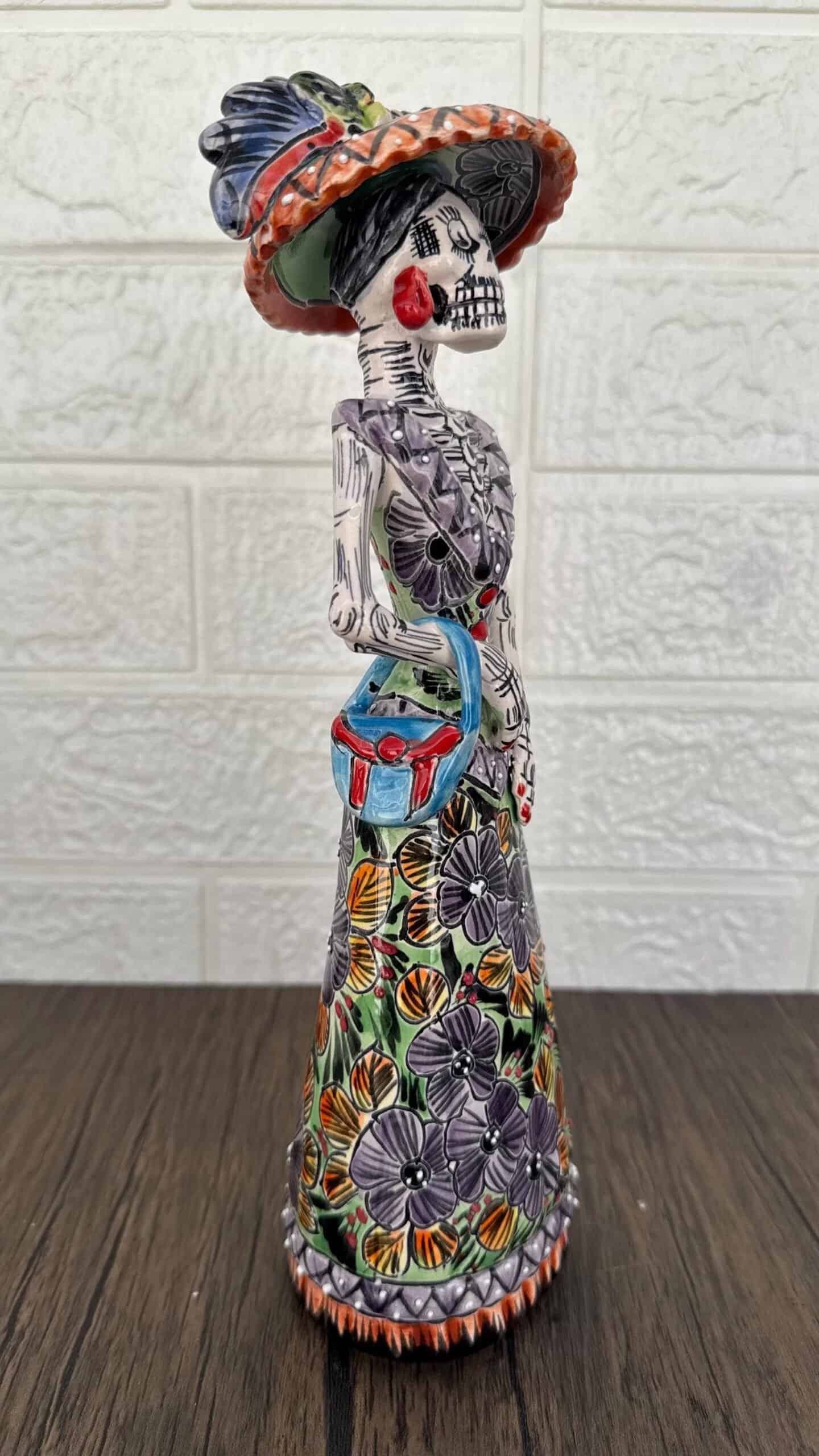Catrina Handmade Talavera Day of the Dead  Colorful Ceramic Folk Art from Puebla, Mexico Día de los Muertos Skeleton Figurine Wedding Gift - Image 3