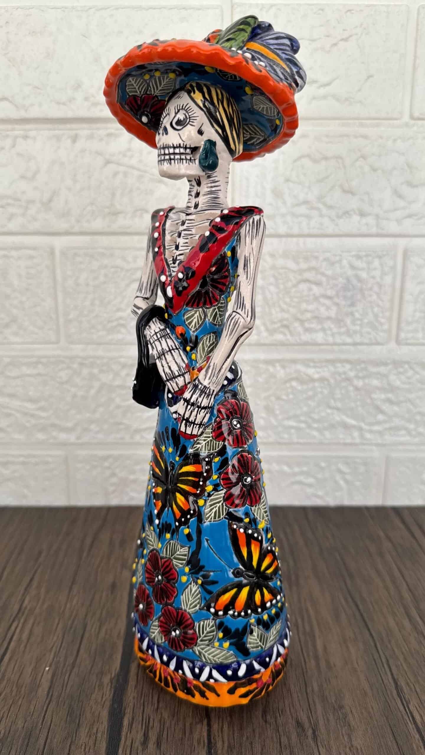 Catrina Handmade Talavera Day of the Dead  Colorful Ceramic Folk Art from Puebla, Mexico Día de los Muertos Skeleton Figurine Wedding Gift - Image 3