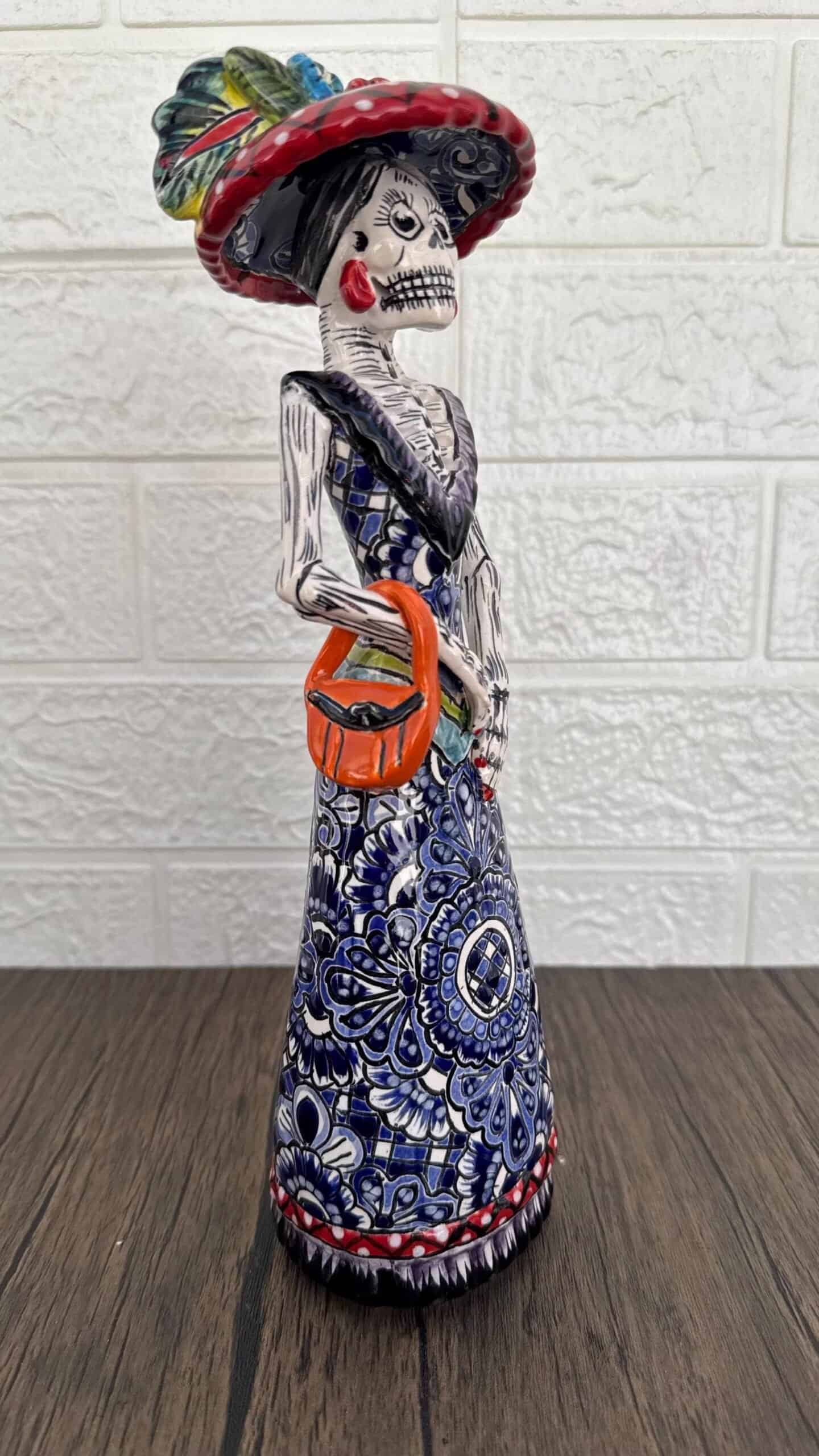Catrina Handmade Talavera Day of the Dead  Colorful Ceramic Folk Art from Puebla, Mexico Día de los Muertos Skeleton Figurine Wedding Gift - Image 3