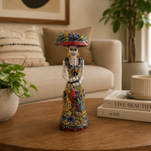 Catrina Handmade Talavera Day of the Dead  Colorful Ceramic Folk Art from Puebla, Mexico Día de los Muertos Skeleton Figurine Wedding Gift