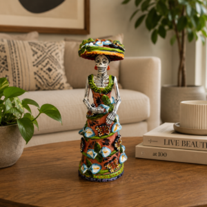 Catrina Handmade Talavera Day of the Dead  Colorful Ceramic Folk Art from Puebla, Mexico Día de los Muertos Skeleton Figurine Wedding Gift