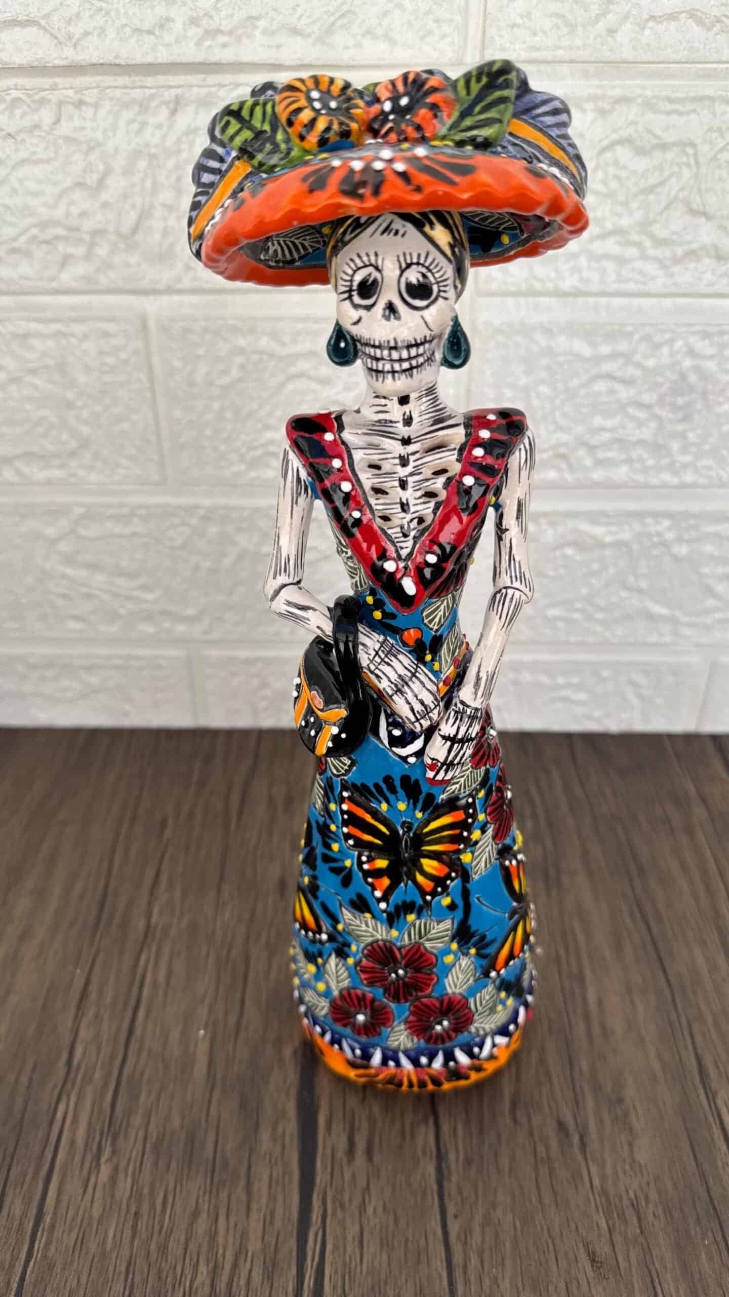 Catrina Handmade Talavera Day of the Dead  Colorful Ceramic Folk Art from Puebla, Mexico Día de los Muertos Skeleton Figurine Wedding Gift - Image 2