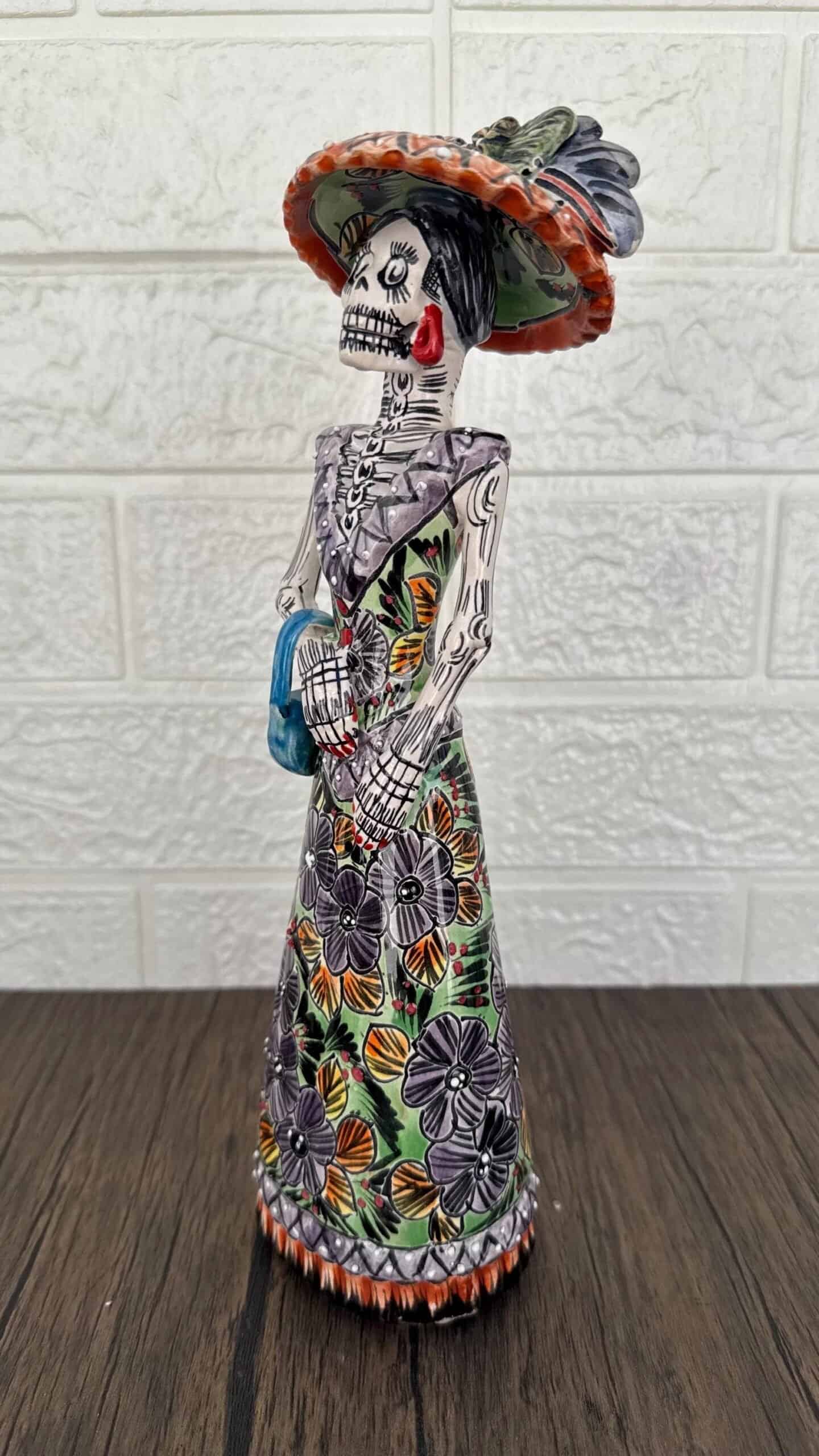 Catrina Handmade Talavera Day of the Dead  Colorful Ceramic Folk Art from Puebla, Mexico Día de los Muertos Skeleton Figurine Wedding Gift - Image 2