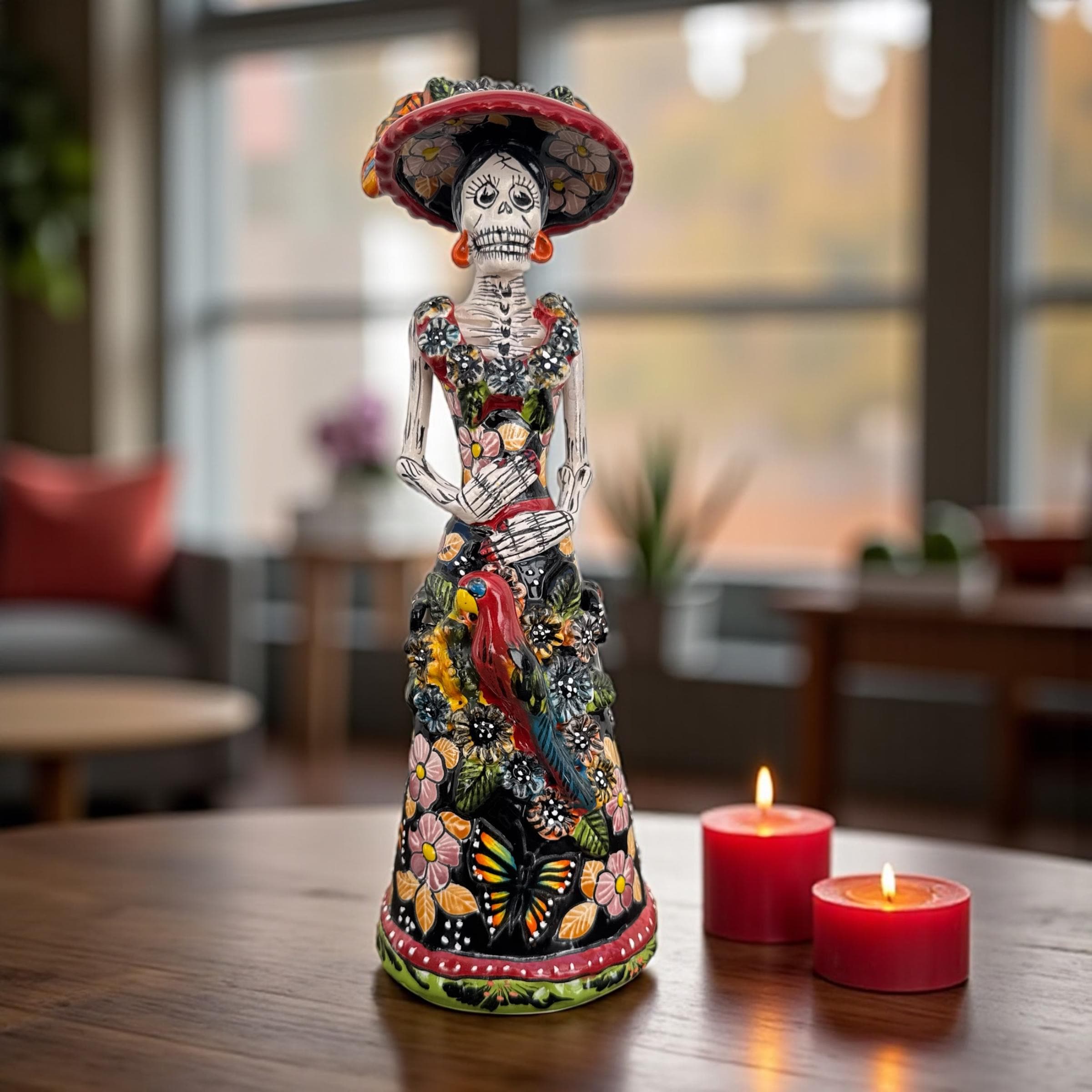 Catrina Handmade Talavera Day of the Dead  Colorful Ceramic Folk Art from Puebla, Mexico Día de los Muertos Skeleton Figurine Wedding Gift - Image 1
