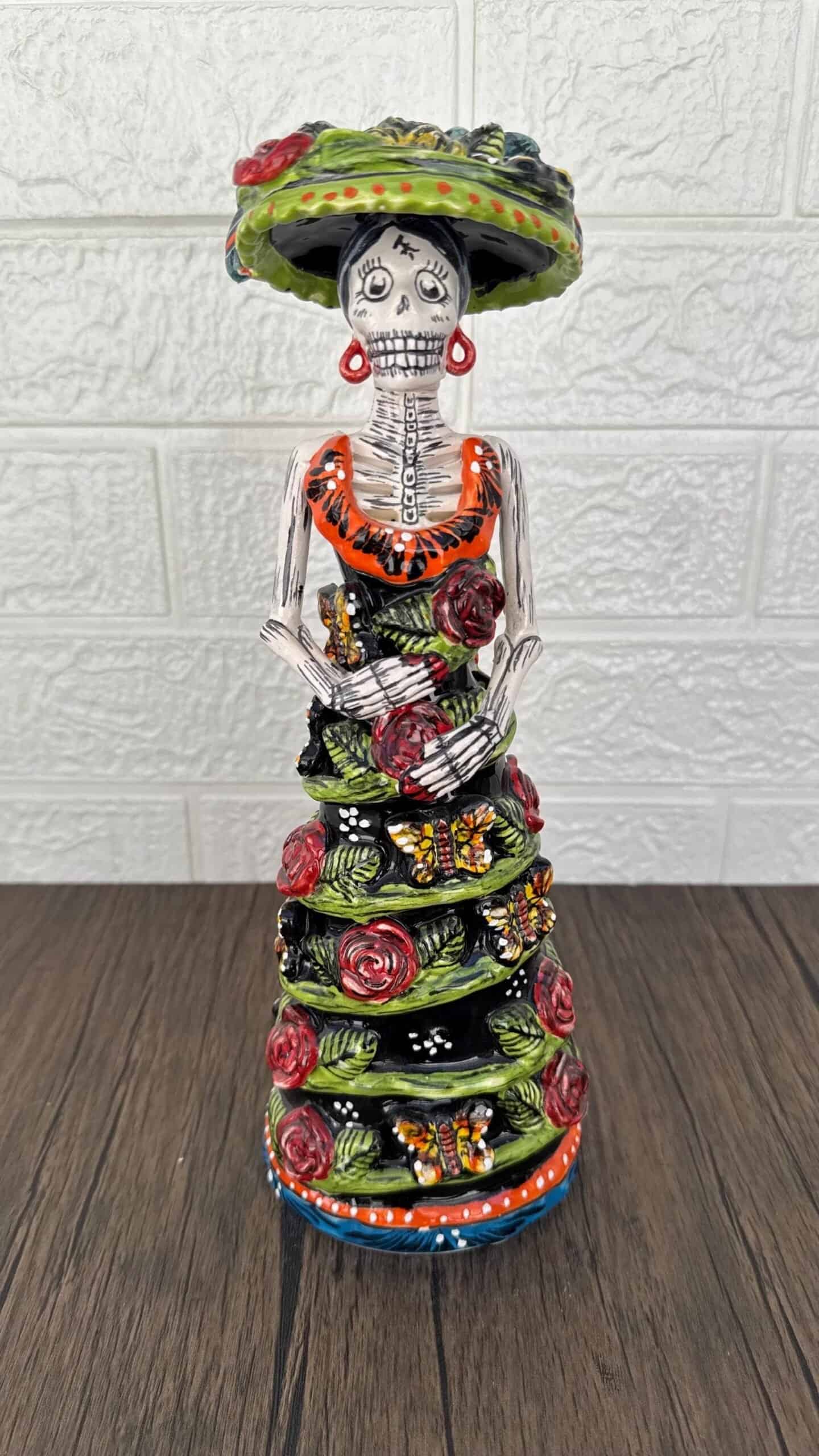 Catrina Handmade Talavera Day of the Dead  Colorful Ceramic Folk Art from Puebla, Mexico Día de los Muertos Skeleton Figurine Wedding Gift - Image 2