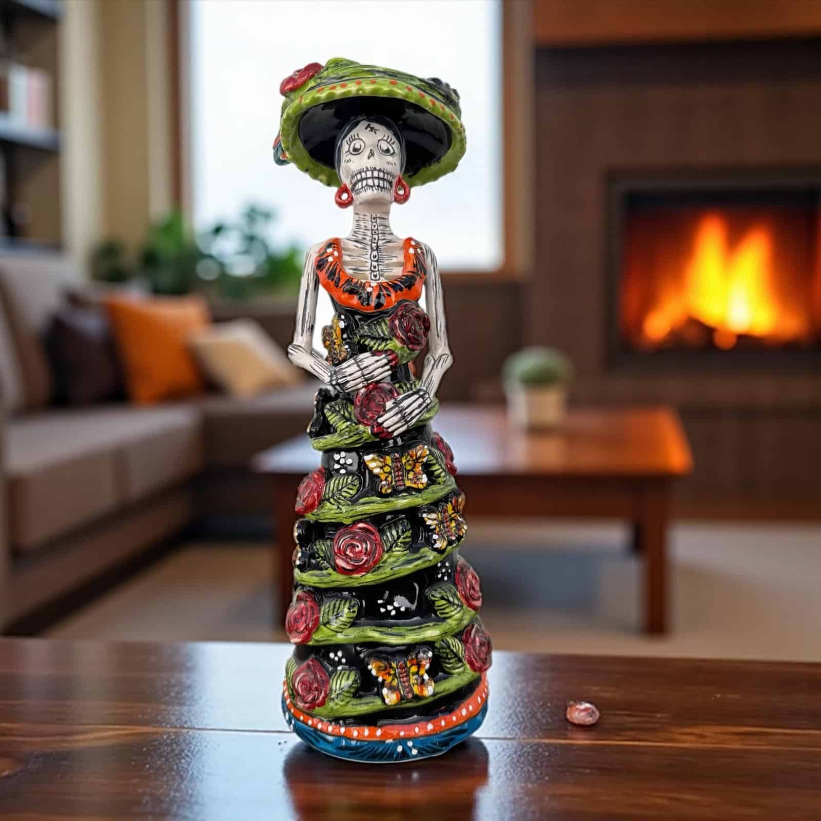 Catrina Handmade Talavera Day of the Dead  Colorful Ceramic Folk Art from Puebla, Mexico Día de los Muertos Skeleton Figurine Wedding Gift - Image 1