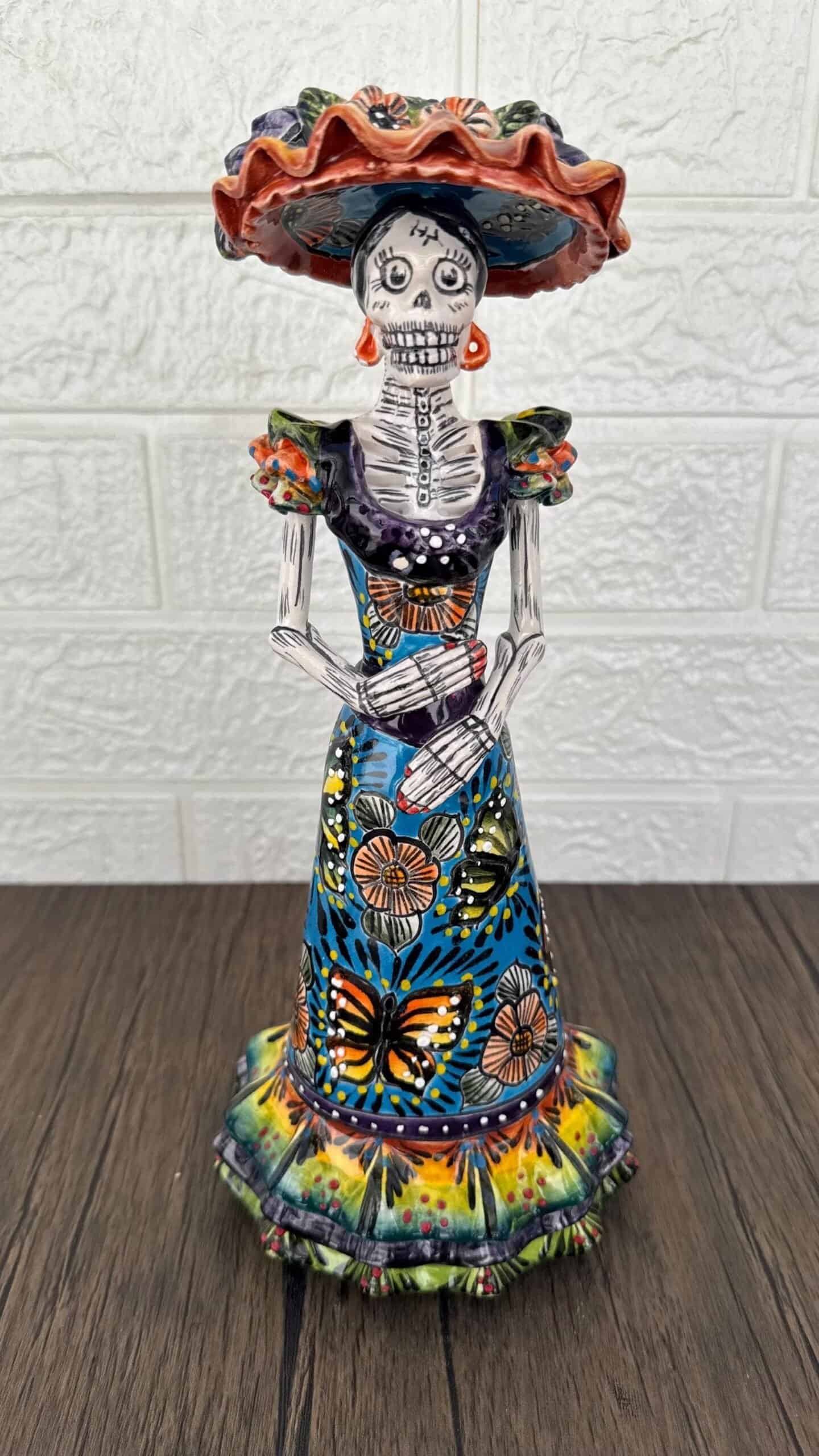 Catrina Handmade Talavera Day of the Dead  Colorful Ceramic Folk Art from Puebla, Mexico Día de los Muertos Skeleton Figurine Wedding Gift - Image 2