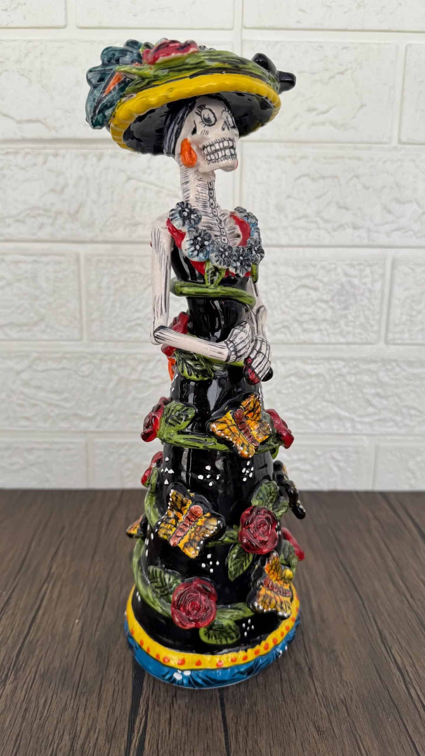 Catrina Handmade Talavera Day of the Dead  Colorful Ceramic Folk Art from Puebla, Mexico Día de los Muertos Skeleton Figurine Wedding Gift - Image 2