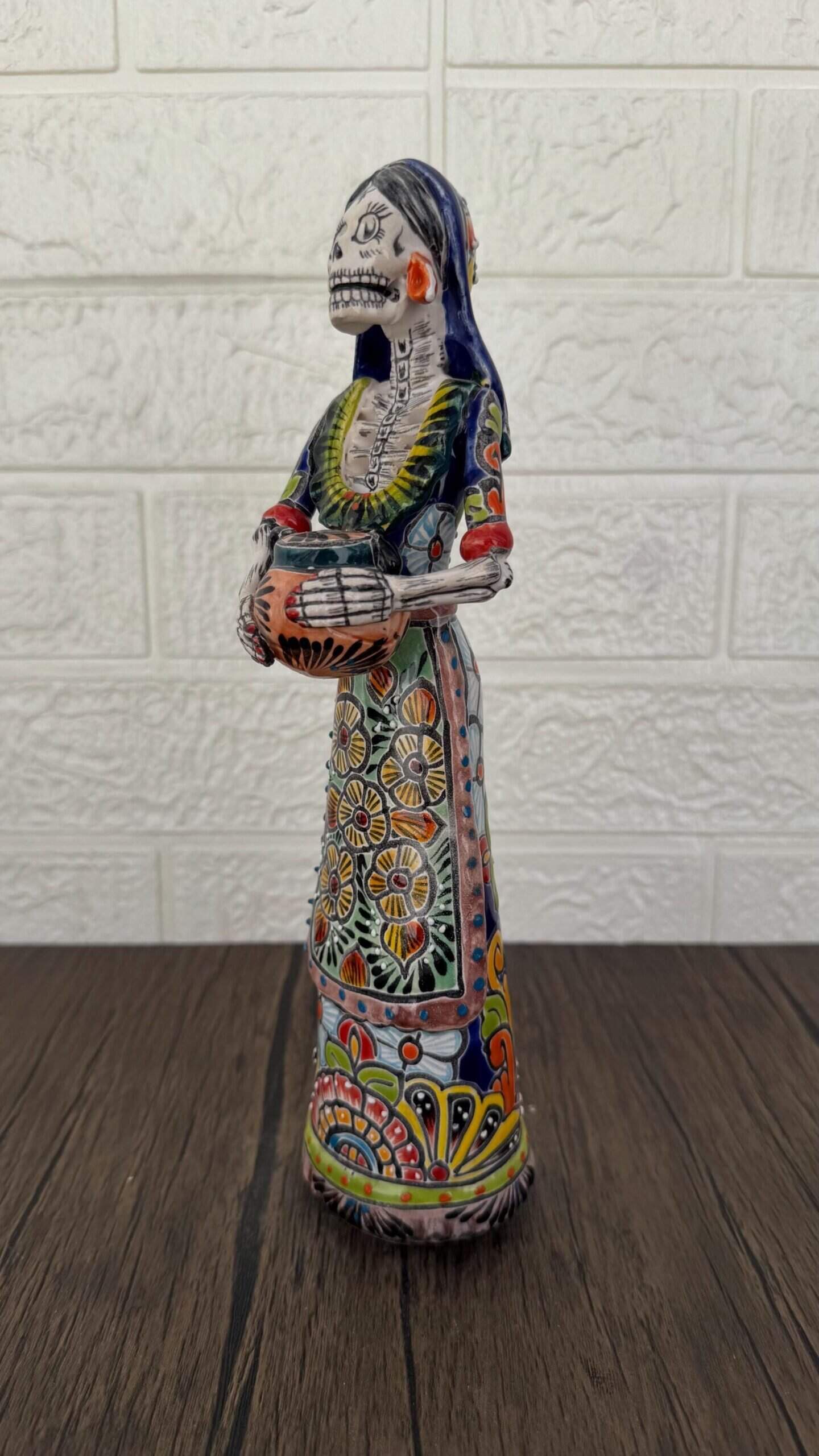 Catrina Handmade Talavera Day of the Dead  Colorful Ceramic Folk Art from Puebla, Mexico Día de los Muertos Skeleton Figurine Wedding Gift - Image 2