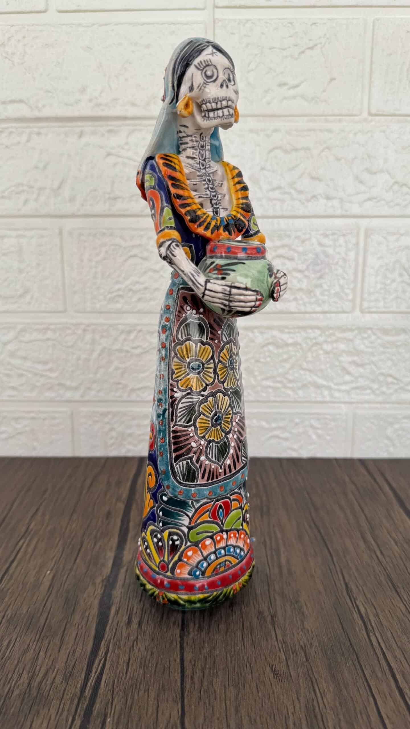 Catrina Handmade Talavera Day of the Dead  Colorful Ceramic Folk Art from Puebla, Mexico Día de los Muertos Skeleton Figurine Wedding Gift - Image 2
