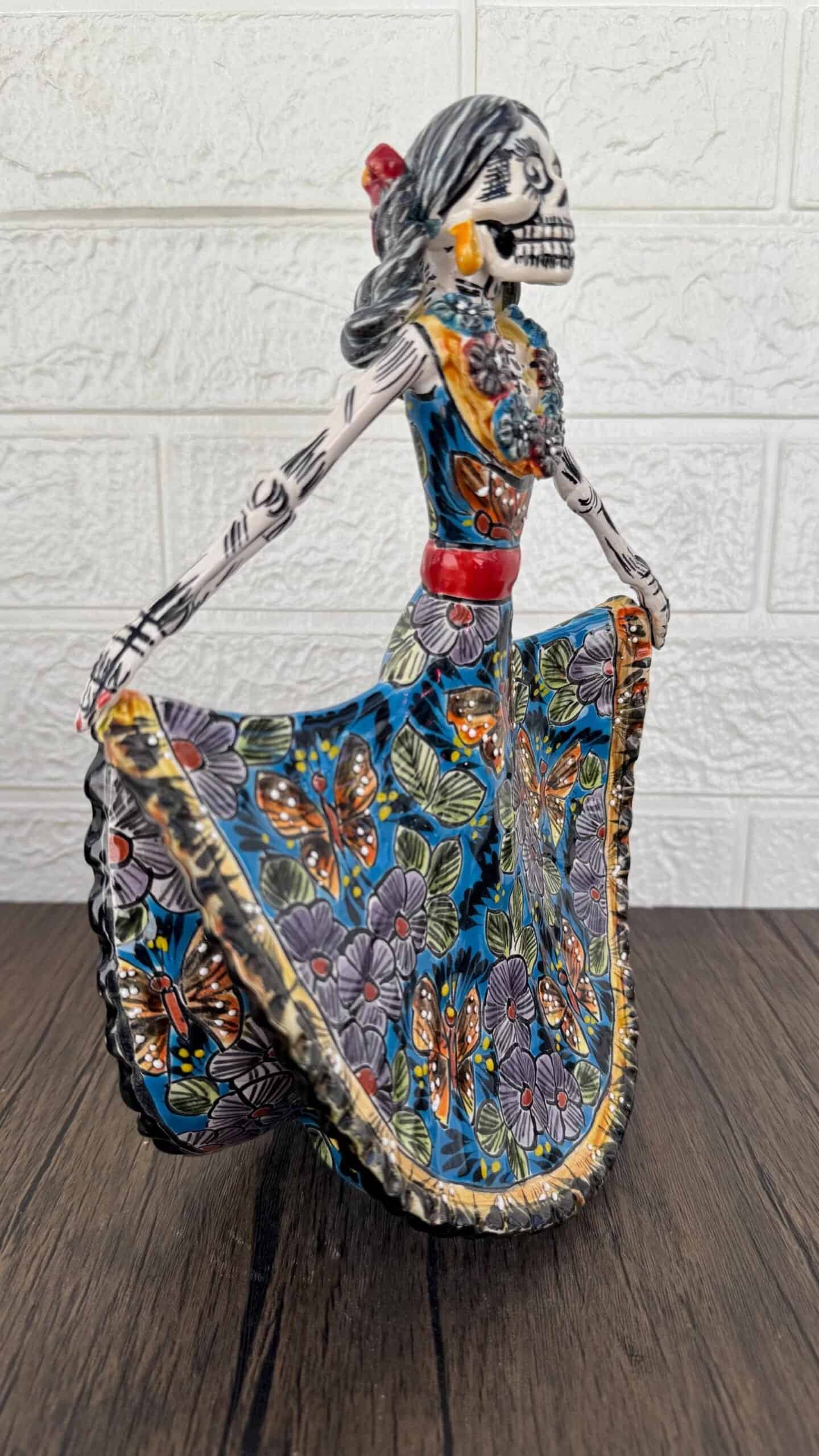Catrina Handmade Talavera Day of the Dead  Colorful Ceramic Folk Art from Puebla, Mexico Día de los Muertos Skeleton Figurine Wedding Gift - Image 2