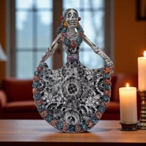 Catrina Handmade Talavera Day of the Dead  Colorful Ceramic Folk Art from Puebla, Mexico Día de los Muertos Skeleton Figurine Wedding Gift