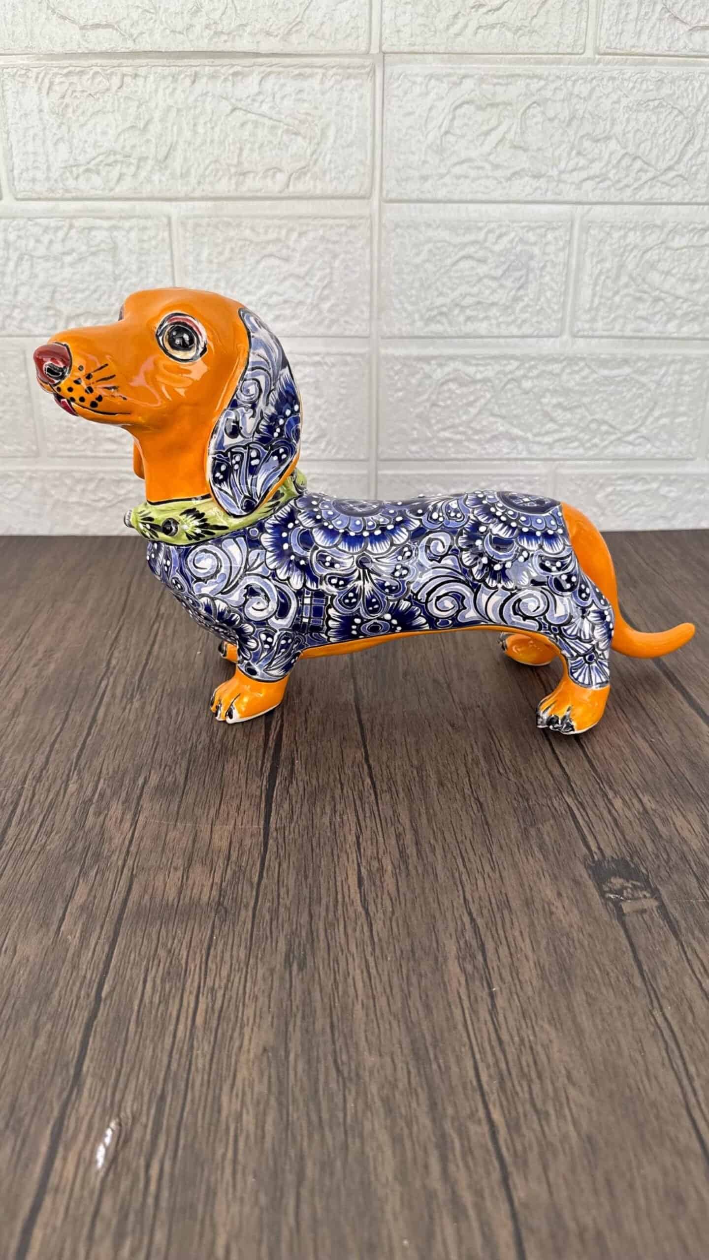 Talavera Dachshund Scupture Ceramic Dog, Talavera Pottery, Puebla Mexican Pottery, Dachshund Statue, Handmade And Hand Painted  Home Decor - Image 2