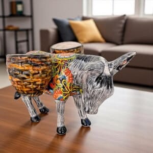 Donkey Pot Planter (2) Talavera  Figurine  Ceramic Pottery Artisan Hand Painted Farmhouse Decor Vibrant Folk Art from Puebla  Decor Burrito