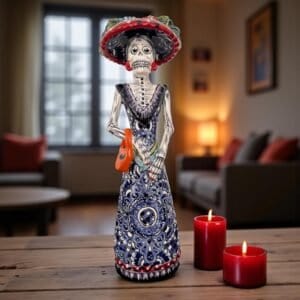 Catrina Handmade Talavera Day of the Dead  Colorful Ceramic Folk Art from Puebla, Mexico Día de los Muertos Skeleton Figurine Wedding Gift