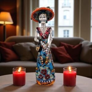 Catrina Handmade Talavera Day of the Dead  Colorful Ceramic Folk Art from Puebla, Mexico Día de los Muertos Skeleton Figurine Wedding Gift