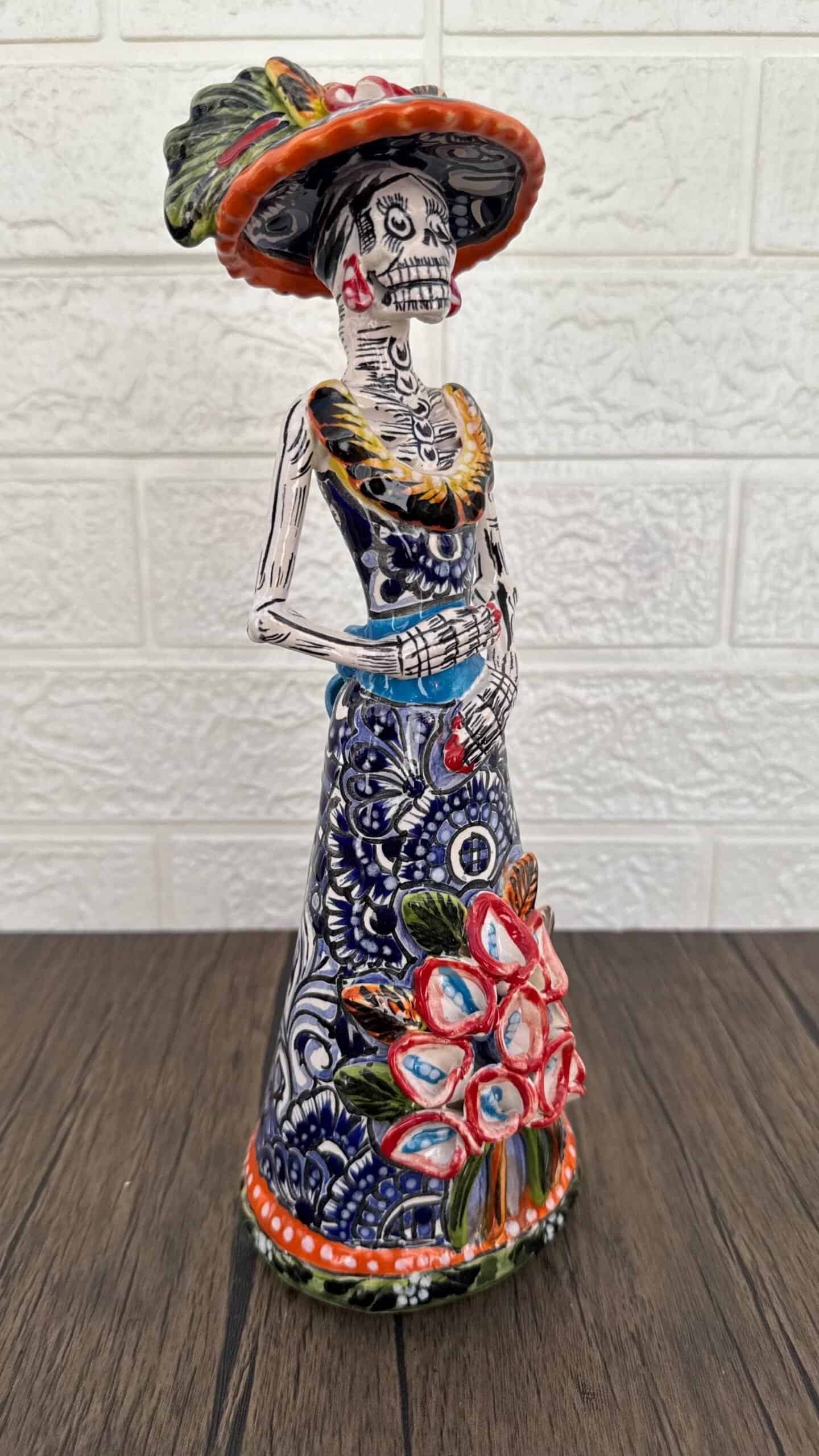 Catrina Handmade Talavera Day of the Dead  Colorful Ceramic Folk Art from Puebla, Mexico Día de los Muertos Skeleton Figurine Wedding Gift - Image 2