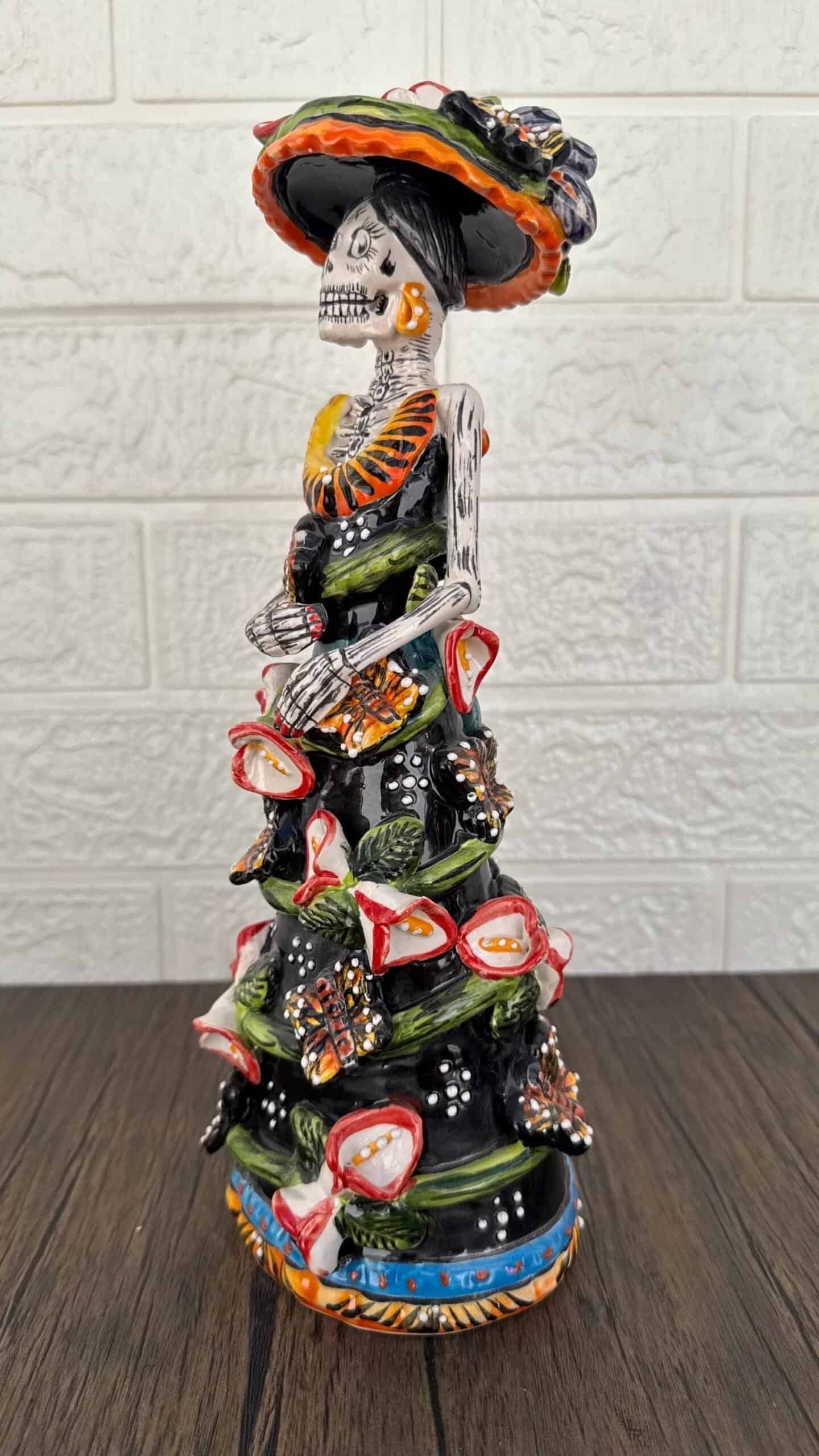 Catrina Handmade Talavera Day of the Dead  Colorful Ceramic Folk Art from Puebla, Mexico Día de los Muertos Skeleton Figurine Wedding Gift - Image 2