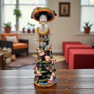 Catrina Handmade Talavera Day of the Dead  Colorful Ceramic Folk Art from Puebla, Mexico Día de los Muertos Skeleton Figurine Wedding Gift