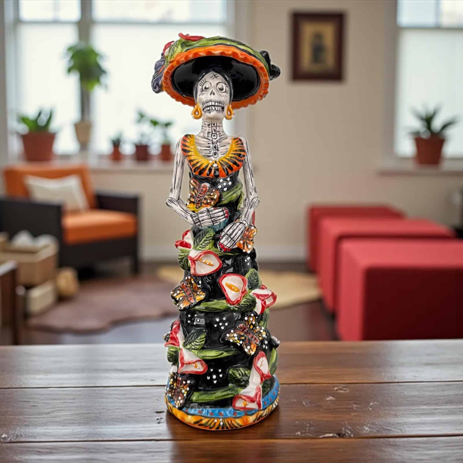 Catrina Handmade Talavera Day of the Dead  Colorful Ceramic Folk Art from Puebla, Mexico Día de los Muertos Skeleton Figurine Wedding Gift - Image 1