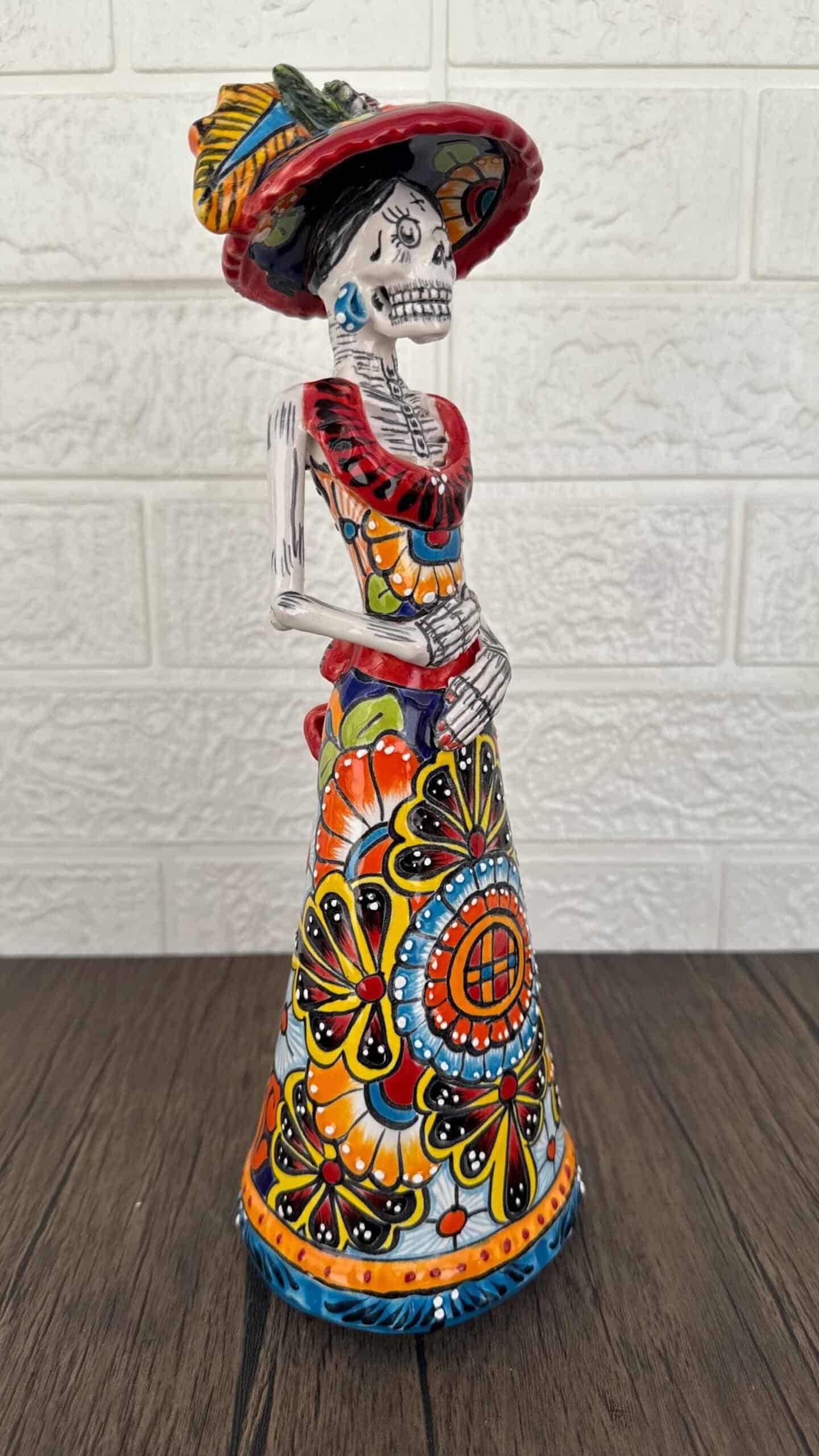 Catrina Handmade Talavera Day of the Dead  Colorful Ceramic Folk Art from Puebla, Mexico Día de los Muertos Skeleton Figurine Wedding Gift - Image 2