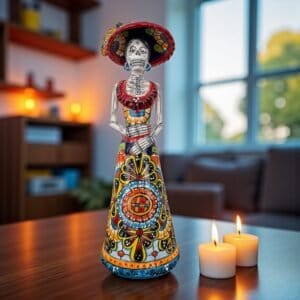 Catrina Handmade Talavera Day of the Dead  Colorful Ceramic Folk Art from Puebla, Mexico Día de los Muertos Skeleton Figurine Wedding Gift