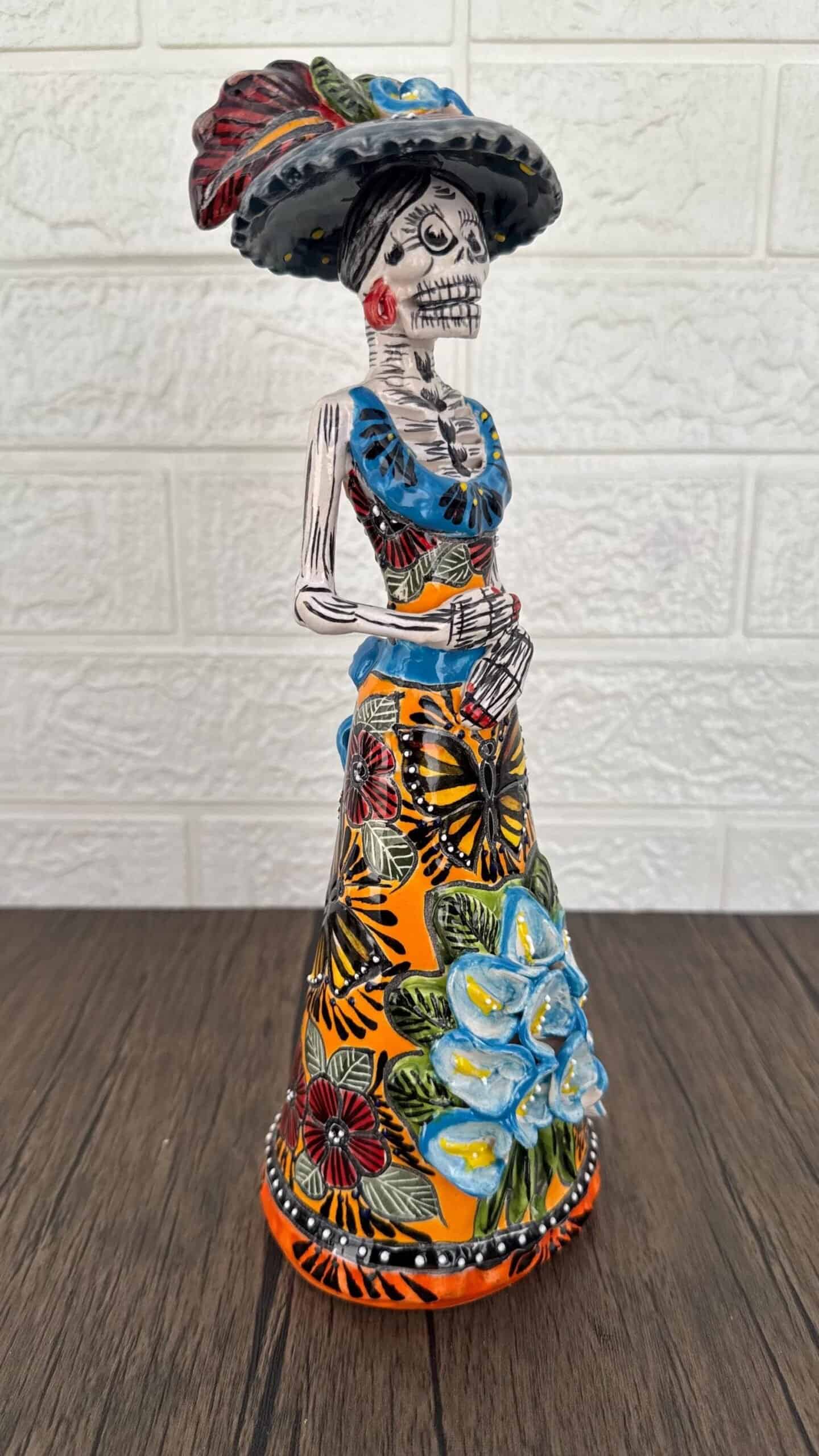 Catrina Handmade Talavera Day of the Dead  Colorful Ceramic Folk Art from Puebla, Mexico Día de los Muertos Skeleton Figurine Wedding Gift - Image 2