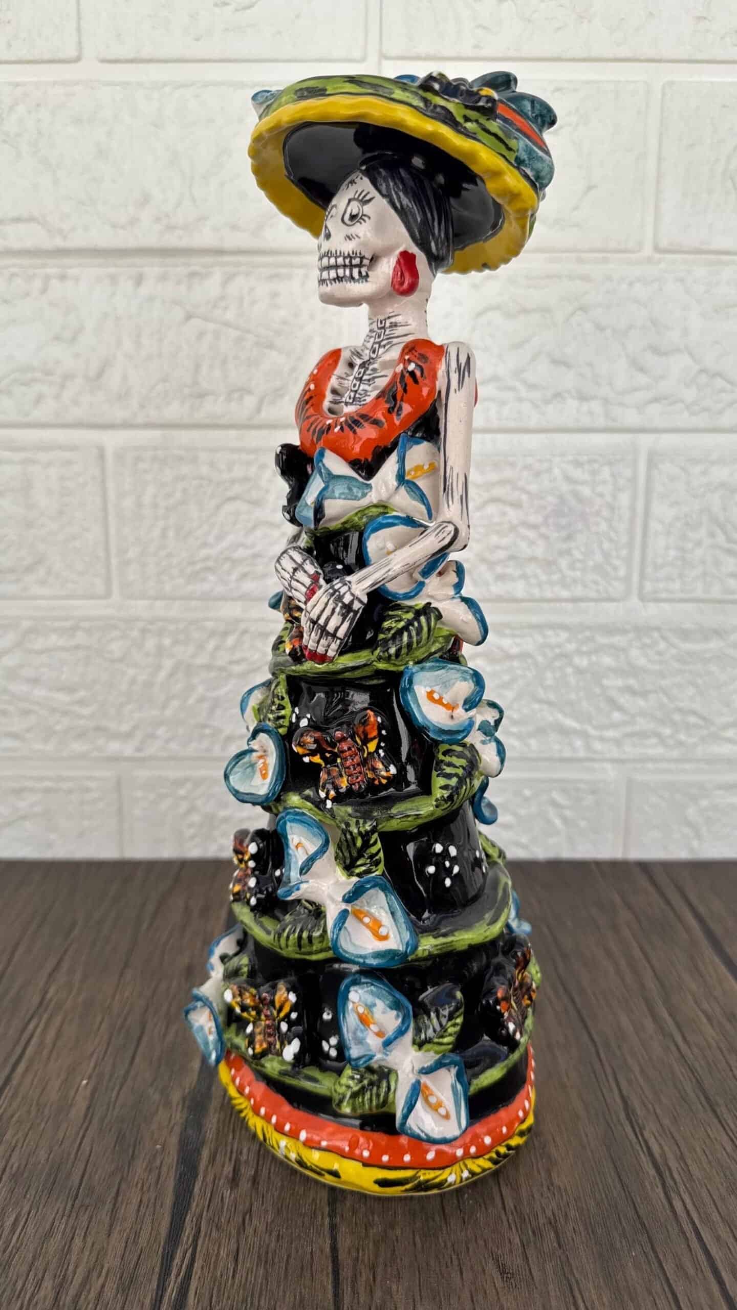 Catrina Handmade Talavera Day of the Dead  Colorful Ceramic Folk Art from Puebla, Mexico Día de los Muertos Skeleton Figurine Wedding Gift - Image 2