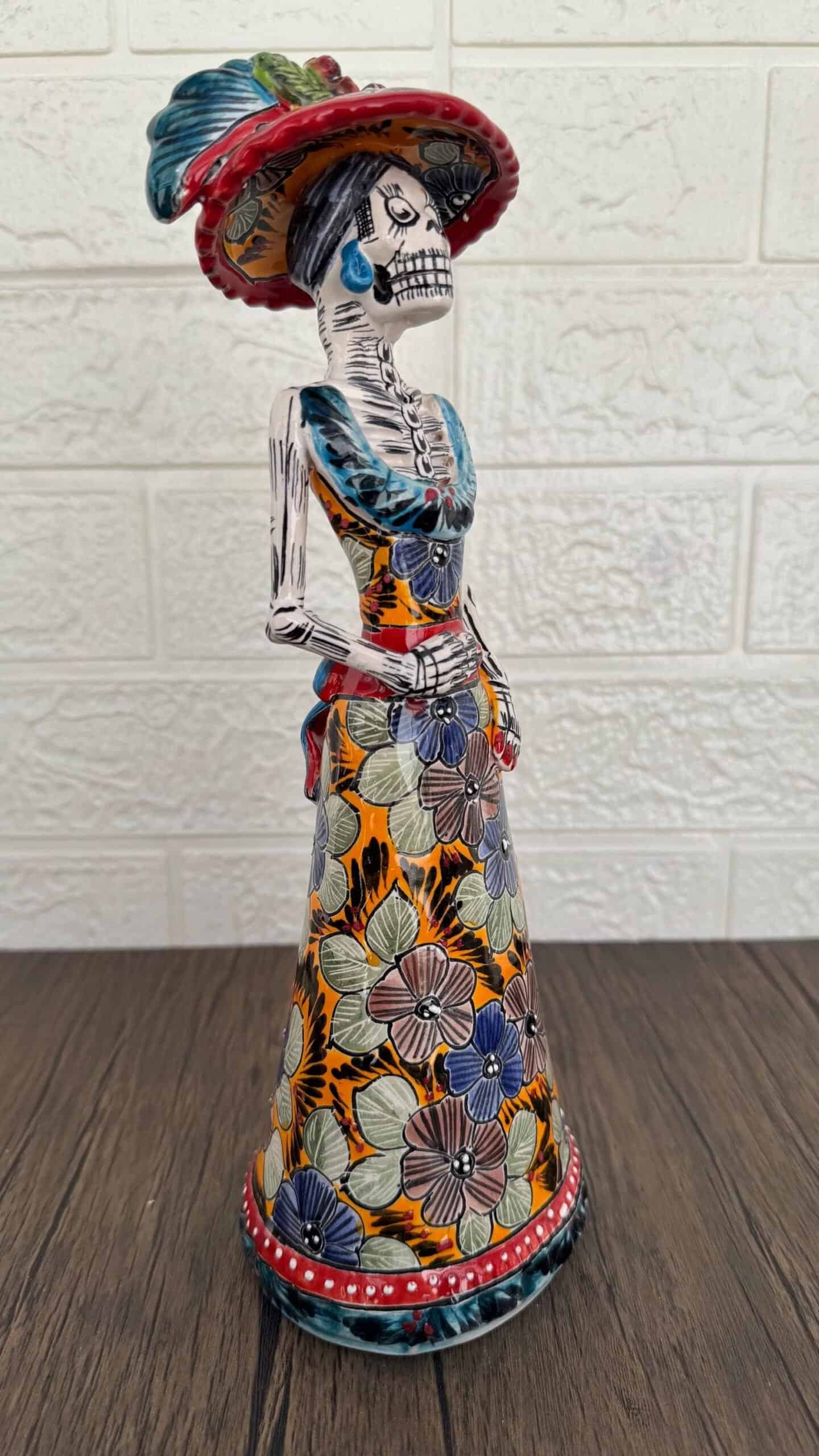 Catrina Handmade Talavera Day of the Dead  Colorful Ceramic Folk Art from Puebla, Mexico Día de los Muertos Skeleton Figurine Wedding Gift - Image 2