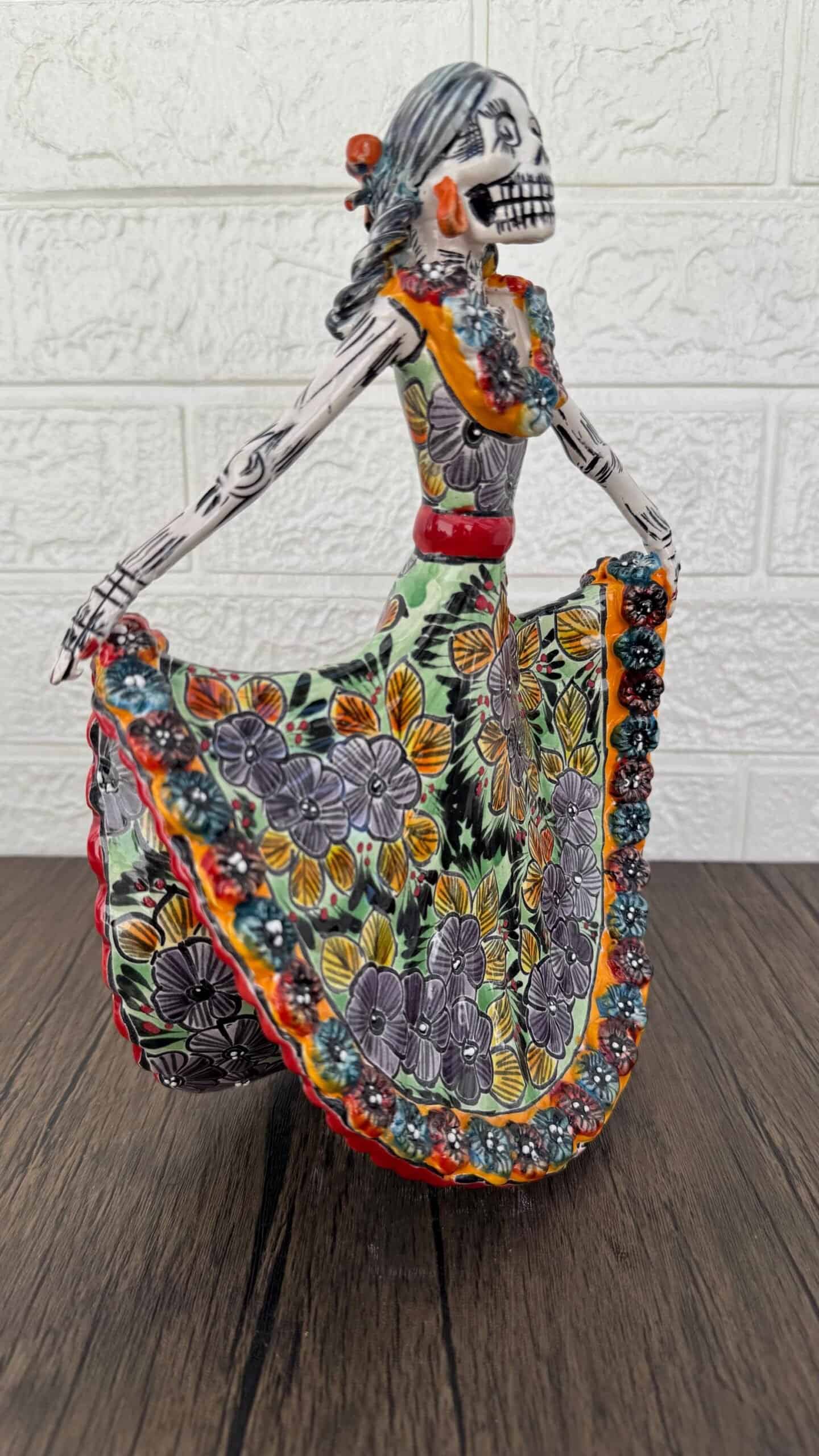 Catrina Handmade Talavera Day of the Dead  Colorful Ceramic Folk Art from Puebla, Mexico Día de los Muertos Skeleton Figurine Wedding Gift - Image 2