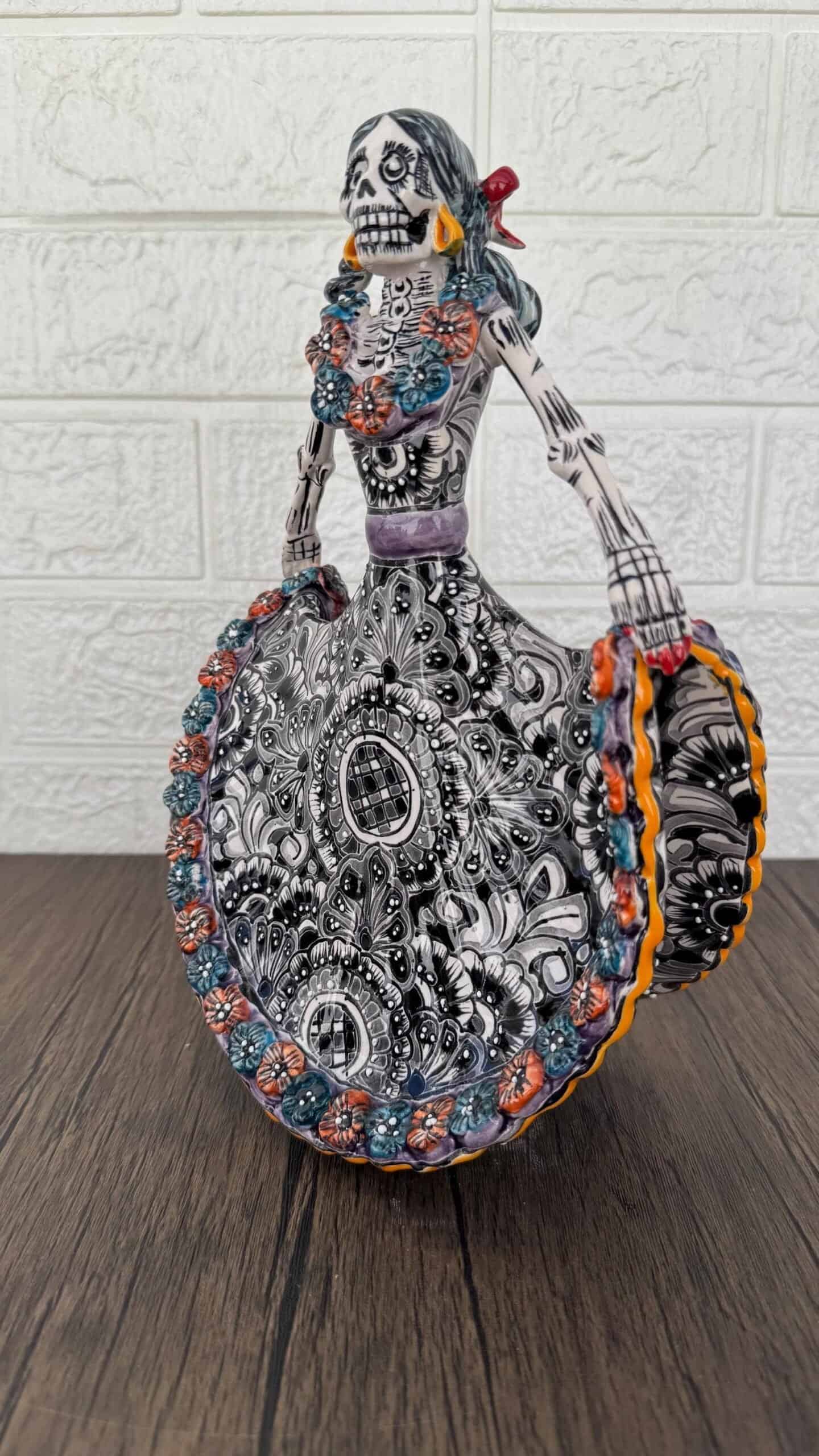 Catrina Handmade Talavera Day of the Dead  Colorful Ceramic Folk Art from Puebla, Mexico Día de los Muertos Skeleton Figurine Wedding Gift - Image 2