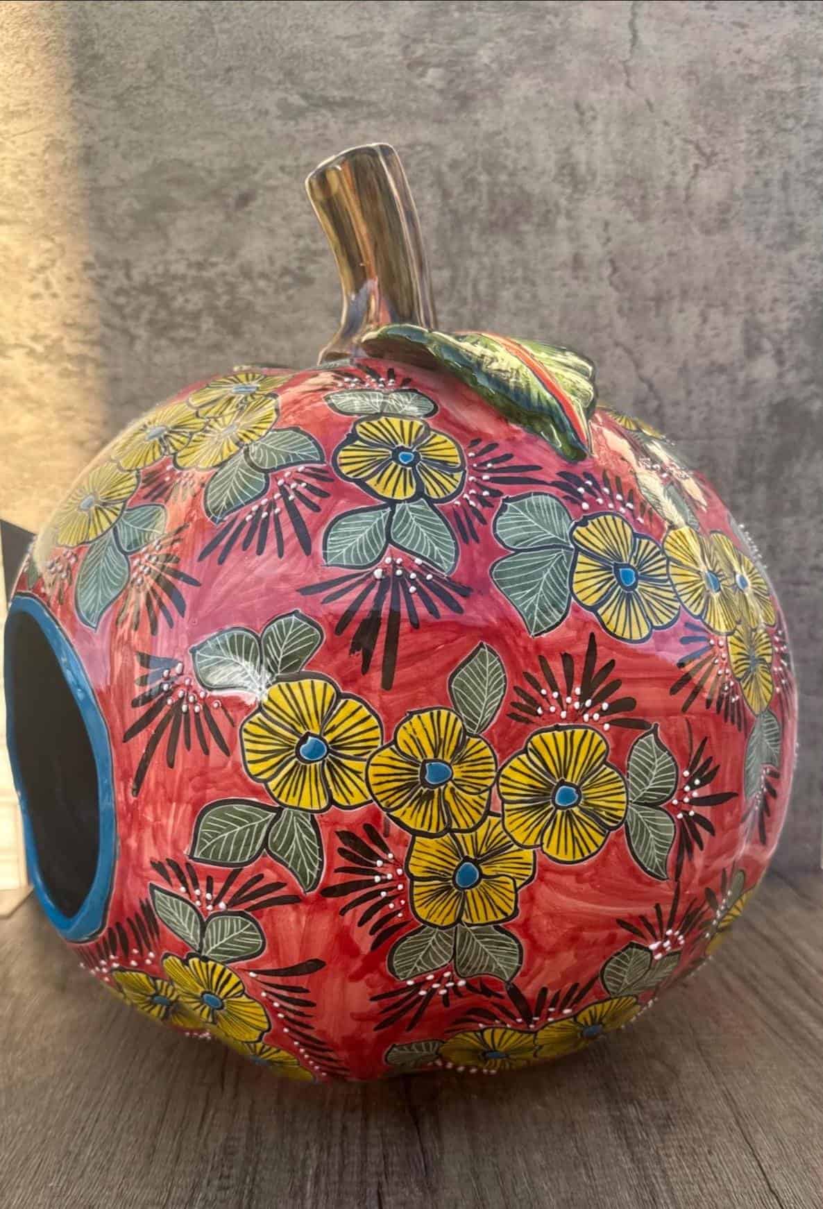 Talavera Halloween Pumpkin  Handmade Colorful  Ceramic Jack-O’-Lantern Artisan Pottery from Puebla Unique Fall & Day of the Dead Spooky Art - Image 2