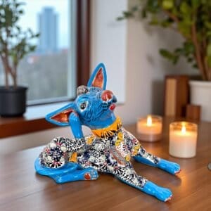 Talavera Xoloitzcuintle, Ceramic dog, Talavera Pottery, Authentic Puebla Mexico Pottery, Xolo Statue, Dog Sculpture Xoloitzcuintle