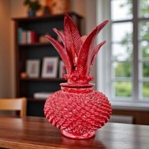 Mexican pottery, Pineapple decor, Mexican decoration, Pineapple sculpture, Glazed clay pineapple, Pottery from Michoacan