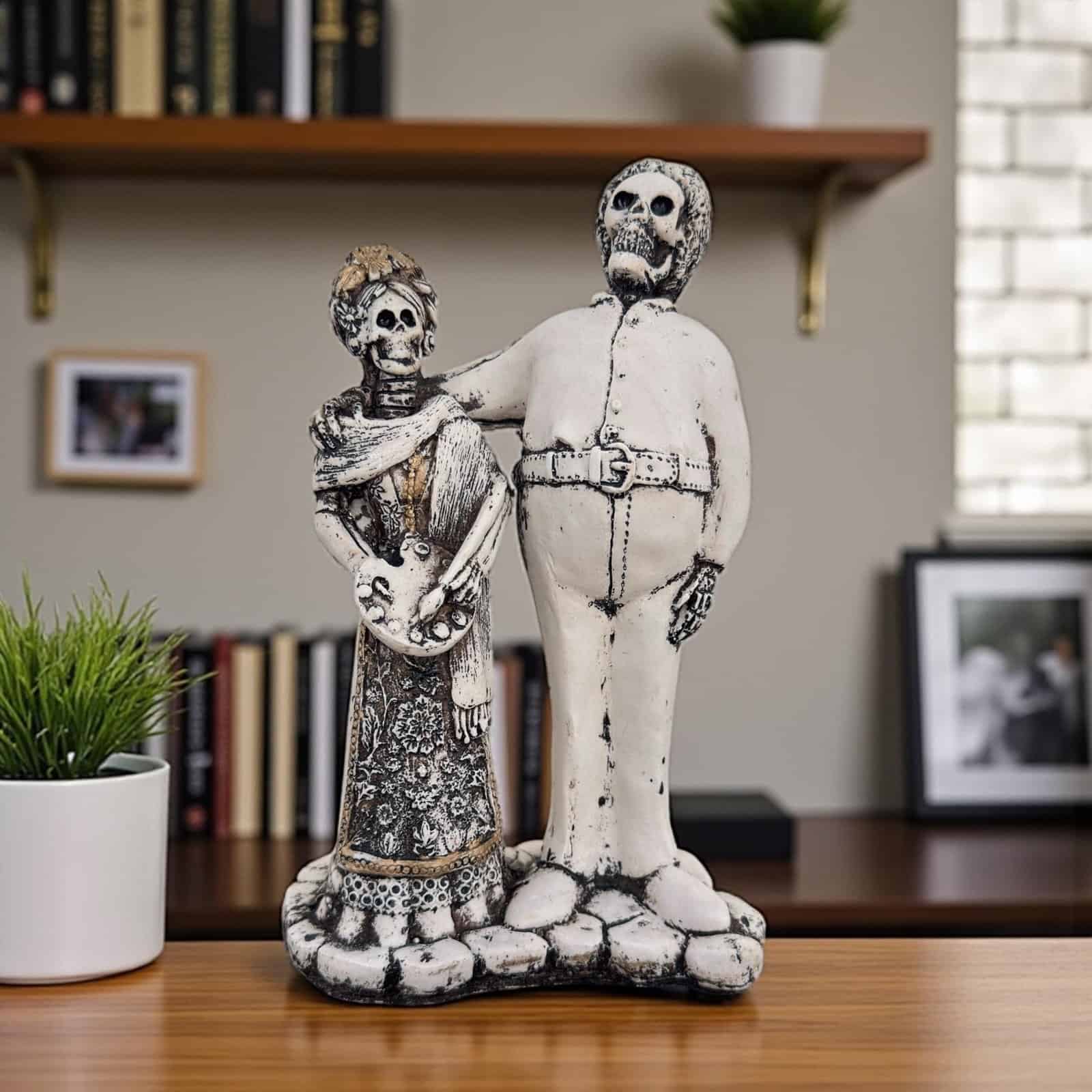 Frida y Diego Rivera Statue Couple Catrina, Dia De Los Muertos - Day Of The Dead, Human Skeleton,Skull Sculpture Skeleton Figurine Ofrenda - Image 1