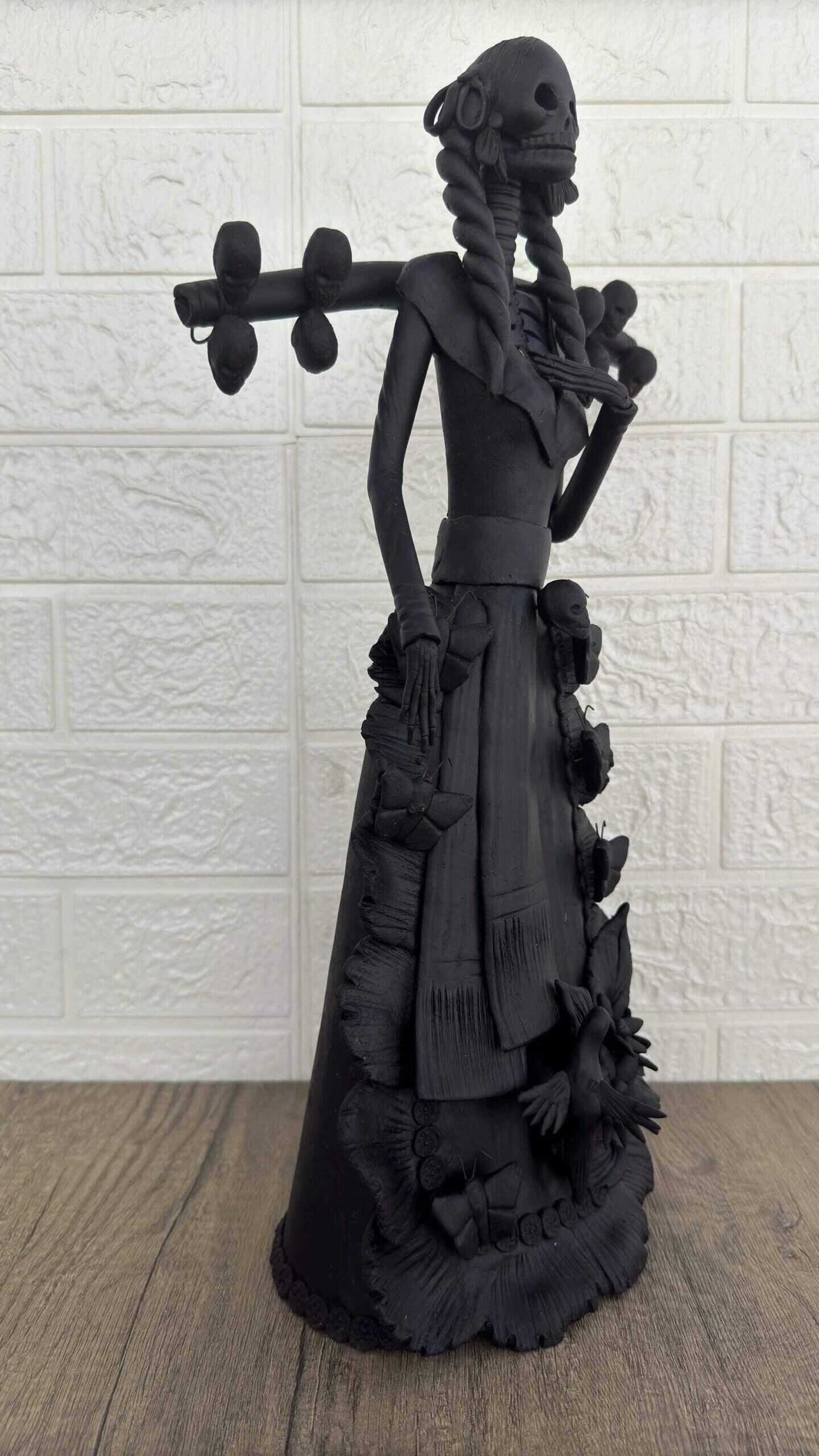 18” Catrina Michoacán Original Clay Handcrafted Frida Kahlo Doll  Day Of The Dead  Human Skeleton  Mexican Decorations  Sugar Skull - Image 3