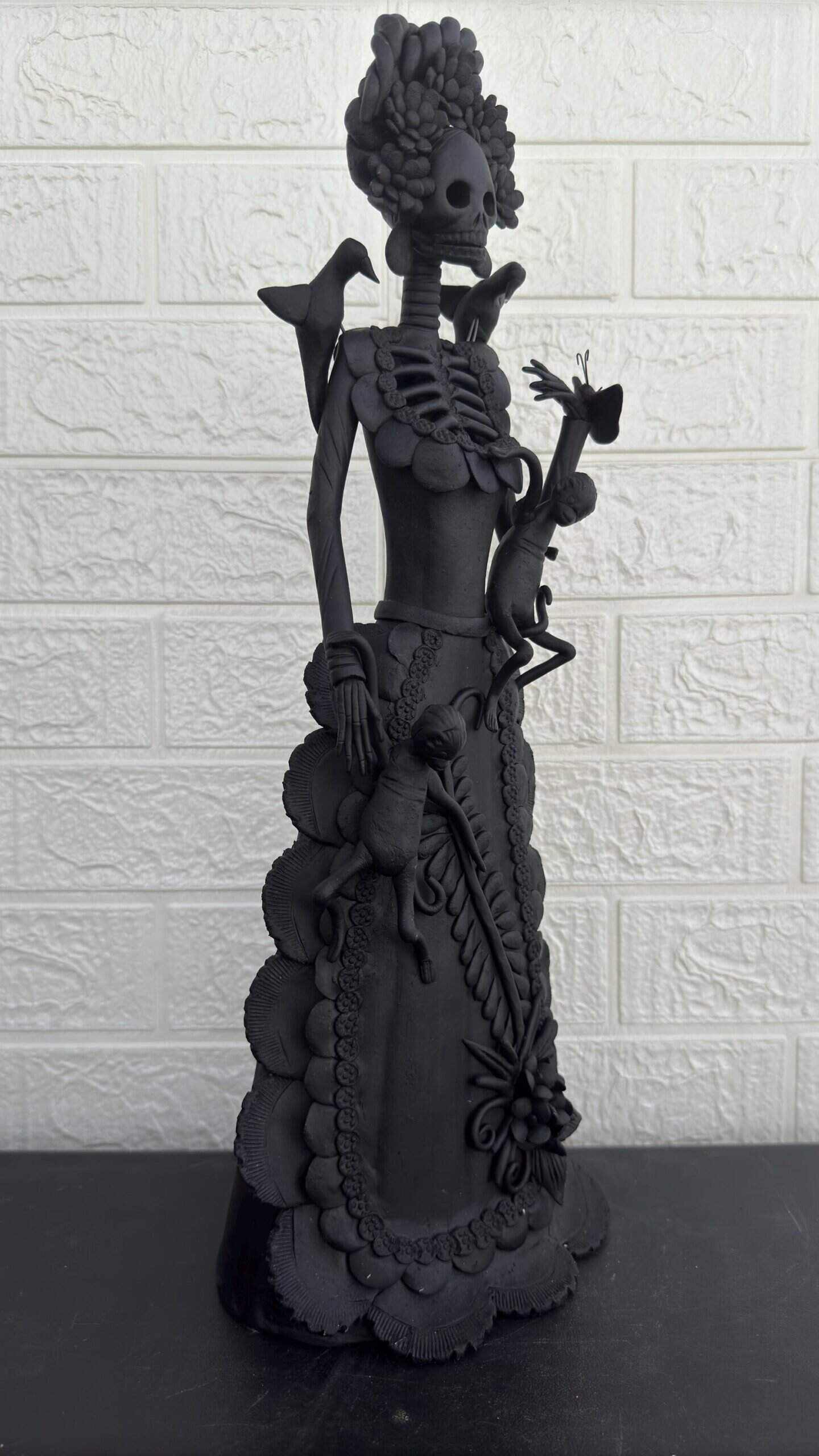 18” Catrina Michoacán Original Clay Handcrafted Frida Kahlo Doll  Day Of The Dead  Human Skeleton  Mexican Decorations  Sugar Skull - Image 3