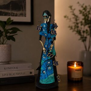 Catrina Skull Frida Kahlo Doll  Michoacan Mexico Made by Artisans Day Of The Dead  Human Skeleton  Mexican Decorations  Sugar Skull 13.8” T