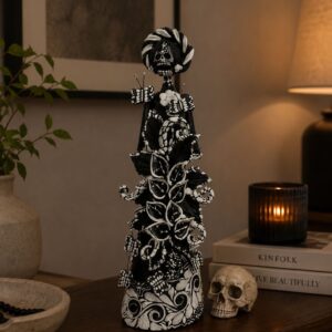 Catrina Skull Frida Kahlo Doll  Michoacan Mexico Made by Artisans Day Of The Dead  Human Skeleton  Mexican Decorations  Sugar Skull 13.8” T