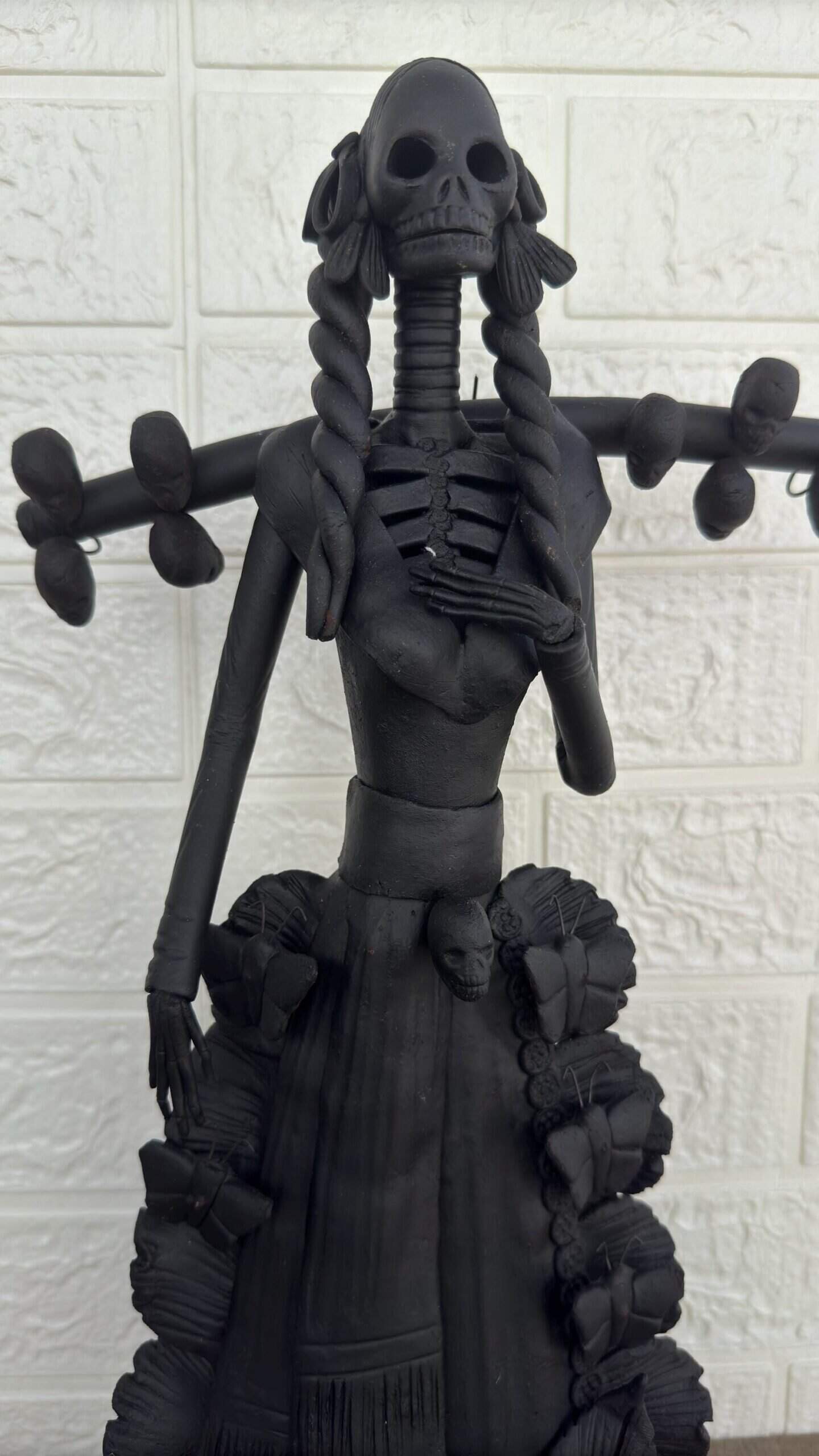 18” Catrina Michoacán Original Clay Handcrafted Frida Kahlo Doll  Day Of The Dead  Human Skeleton  Mexican Decorations  Sugar Skull - Image 2