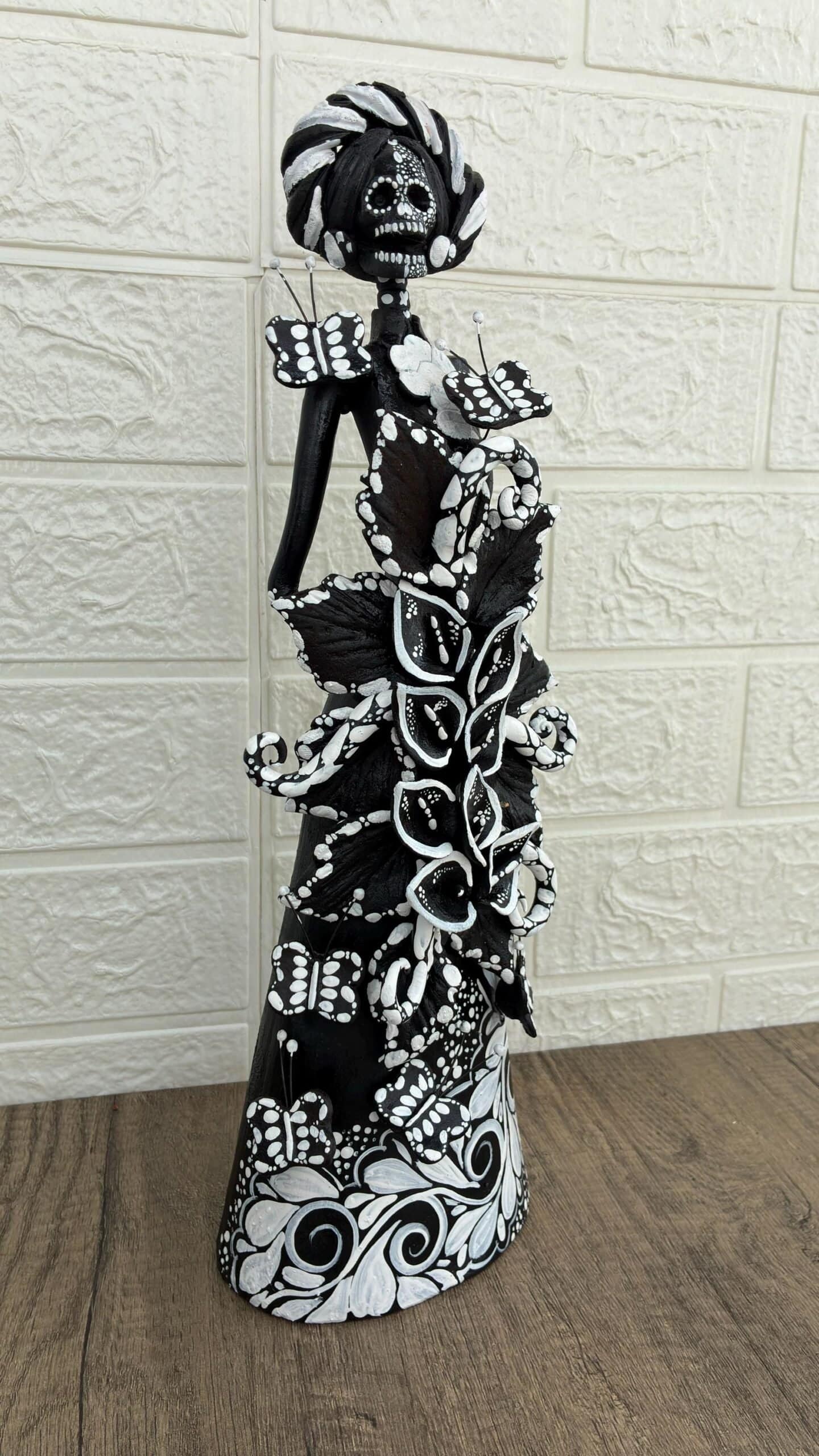 Catrina Skull Frida Kahlo Doll  Michoacan Mexico Made by Artisans Day Of The Dead  Human Skeleton  Mexican Decorations  Sugar Skull 13.8” T - Image 2