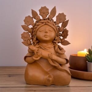 Pachamama Handmade Sculpture – Mexican Mother Earth Art, Colorful Clay Figurine, Spiritual Decor, Indigenous Folk Art, Home Decor Metepec