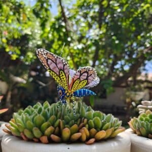 Butterflie Figurine Statue Oaxaca Mexican Folk Art Alebrije Sculpture, Wooden As Mexican Decoration, Made Of Wood And Carved By Hand