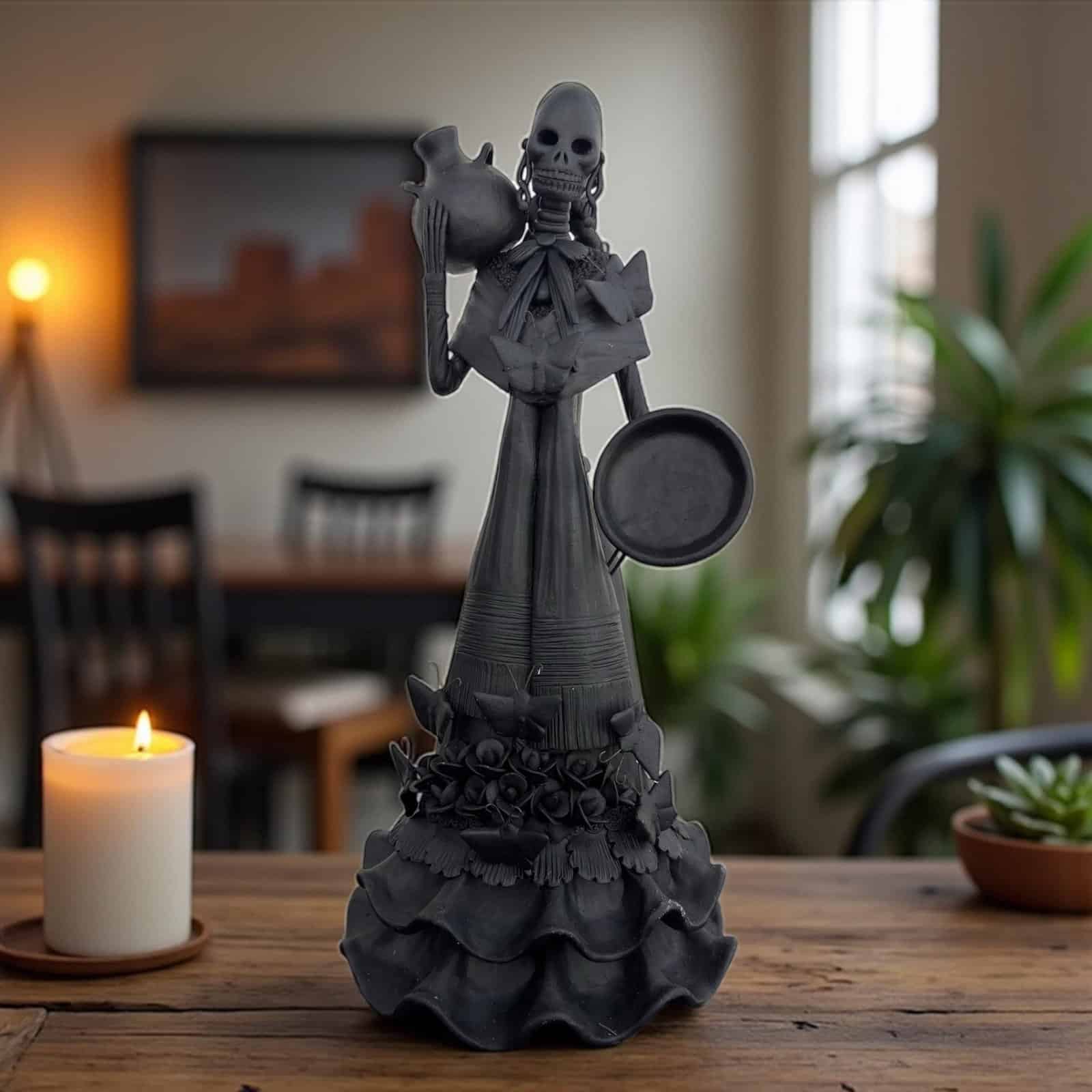 18  Catrina Michoacán Original Clay Handcrafted Frida Kahlo Doll  Day Of The Dead  Human Skeleton  Mexican Decorations  Sugar Skull - Image 1