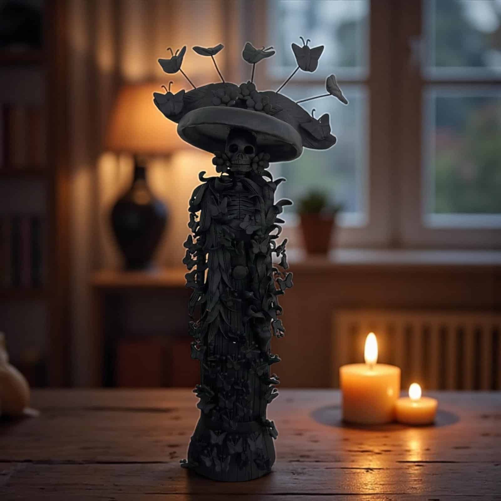 18” Catrina Michoacán Original Clay Handcrafted Frida Kahlo Doll  Day Of The Dead  Human Skeleton  Mexican Decorations  Sugar Skull - Image 1